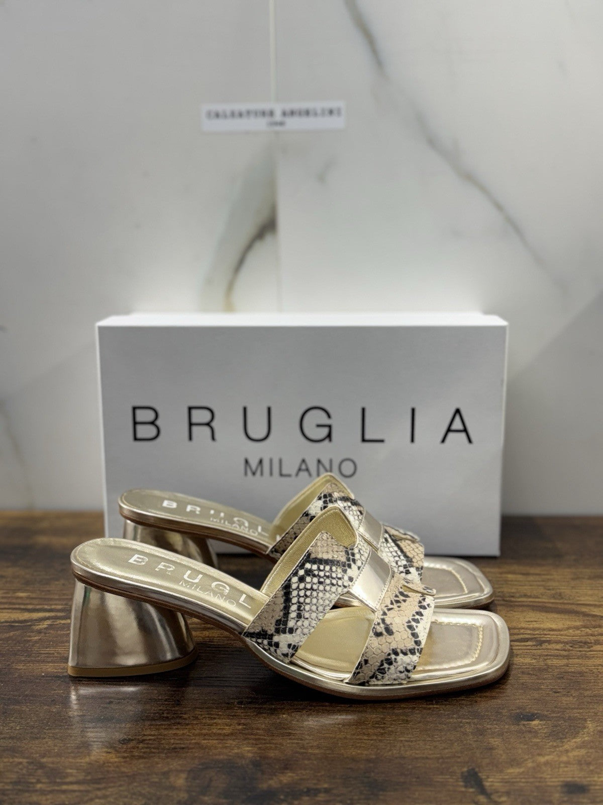 Bruglia Milano Sandalo Donna Oro  Pelle  Top Quality Scarpe Donna 40