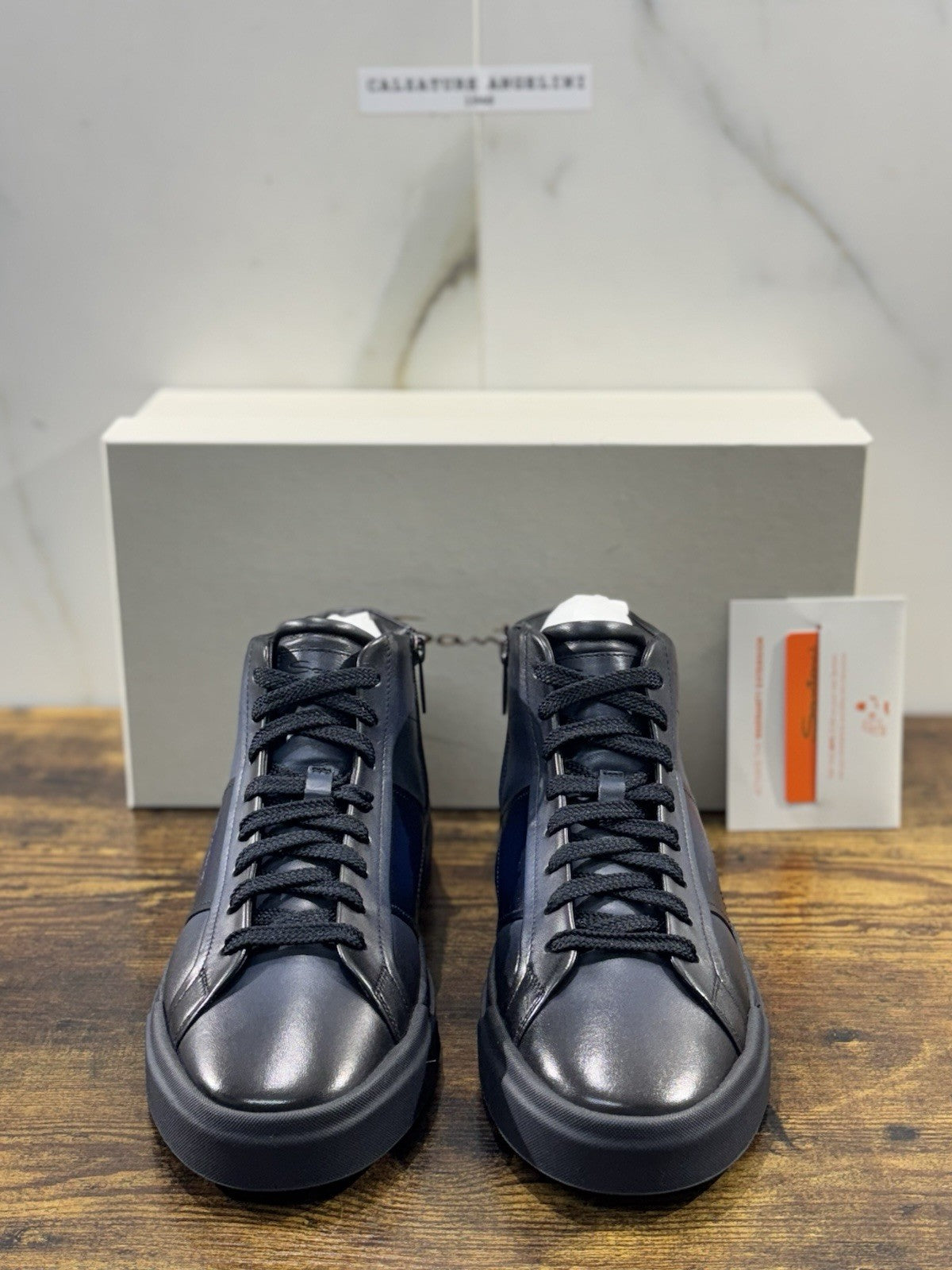 Santoni Sneaker Pelle Blu Luxury Men Santoni Shoes Icon Uomo 41