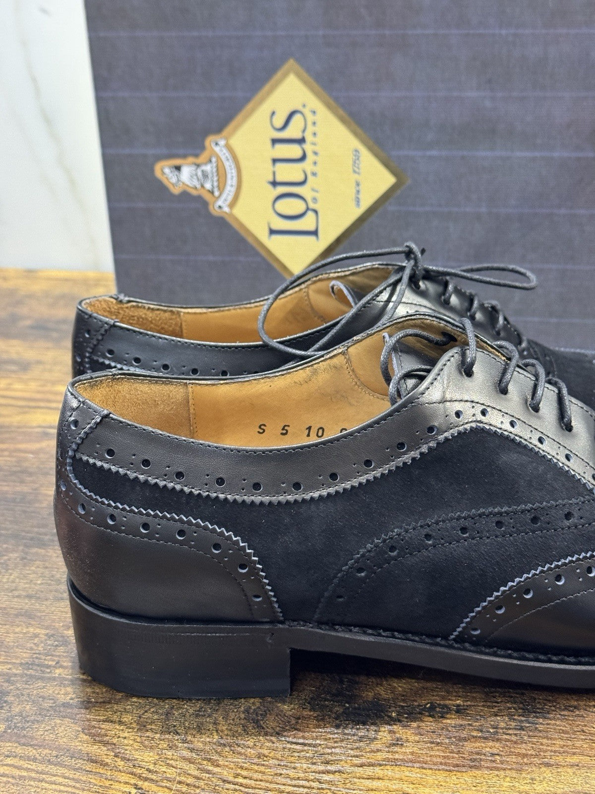 Lotus Of England Stringata Pelle Nera Luxury Goodyear Handmade Scarpa Donna 41