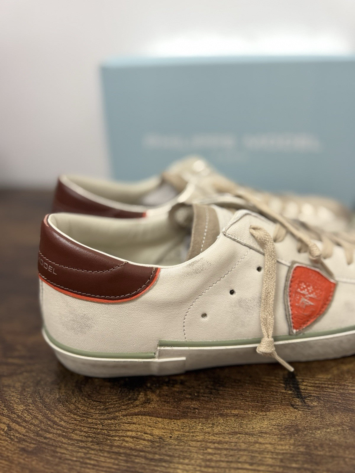 Philippe Model Paris Low Pelle Latte Orange      Casual Sneaker Uomo 44
