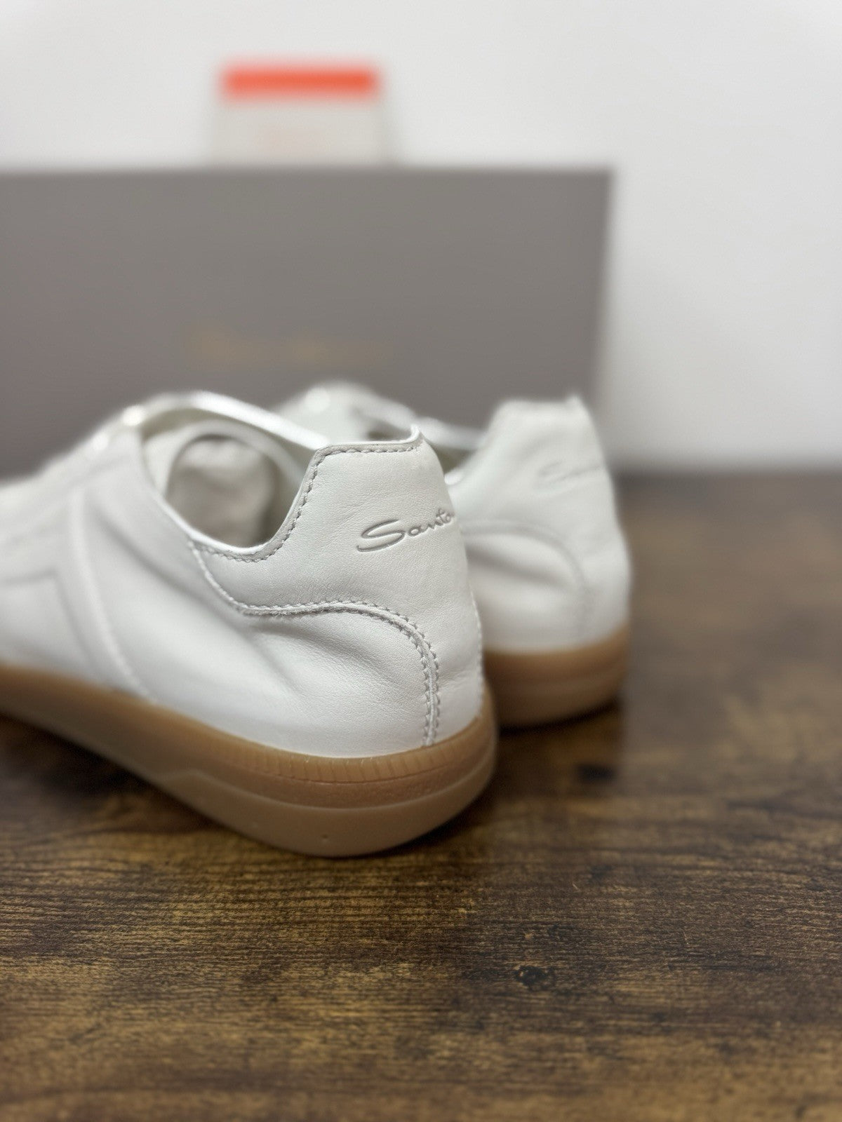 Santoni Sneaker Pelle Bianca Luxury Scarpa Santoni Uomo 42.5