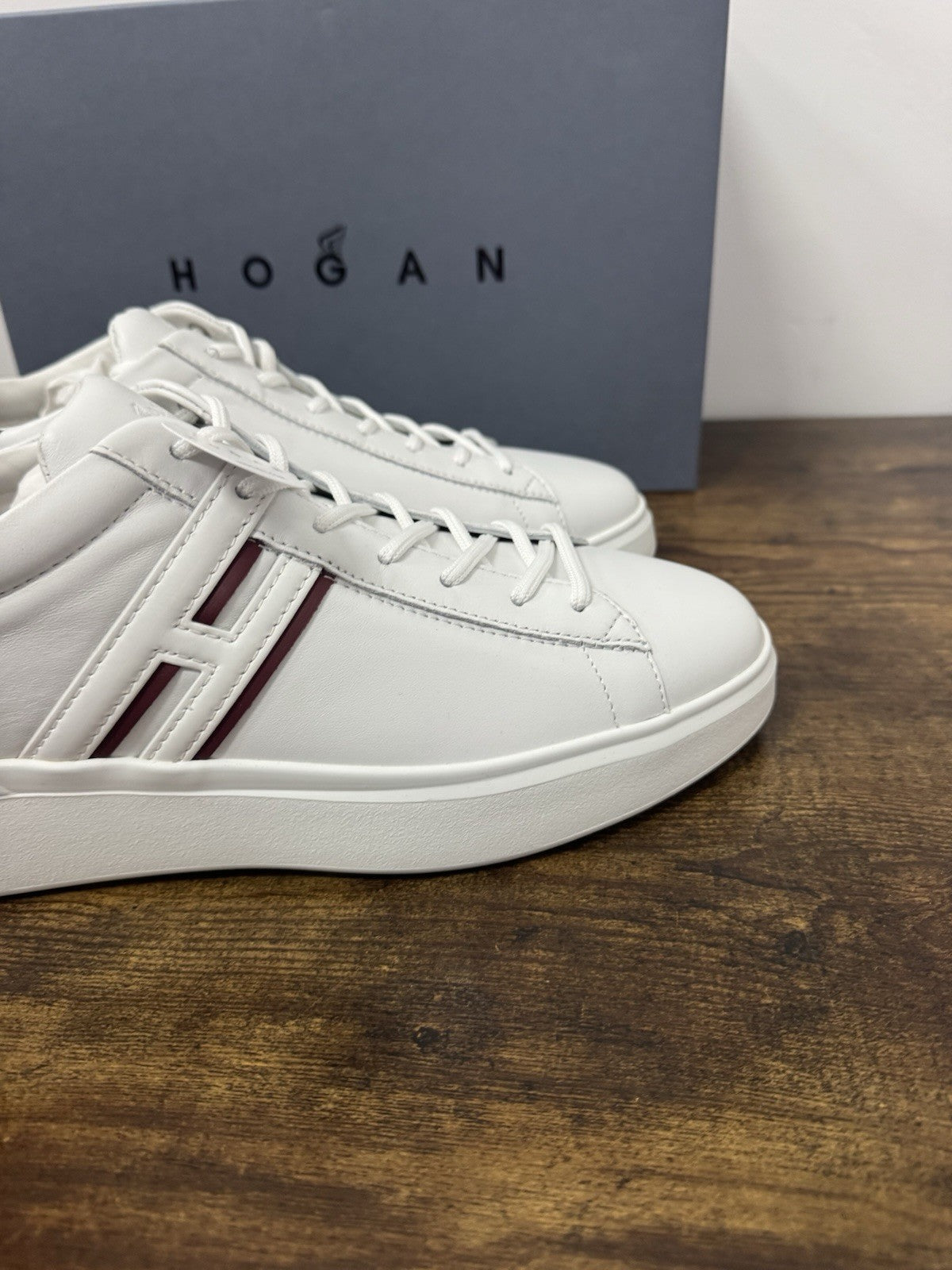Hogan H580  sneaker Pelle Blu Bianco    memory foam Luxury HoganShoes Uomo 43