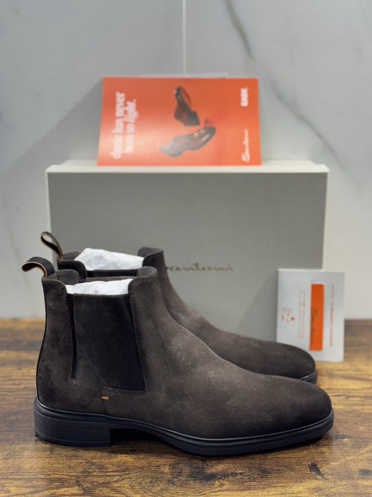 Santoni Chelsea Boot Extra Light  Suede Marrone  Luxury Santoni Uomo 43
