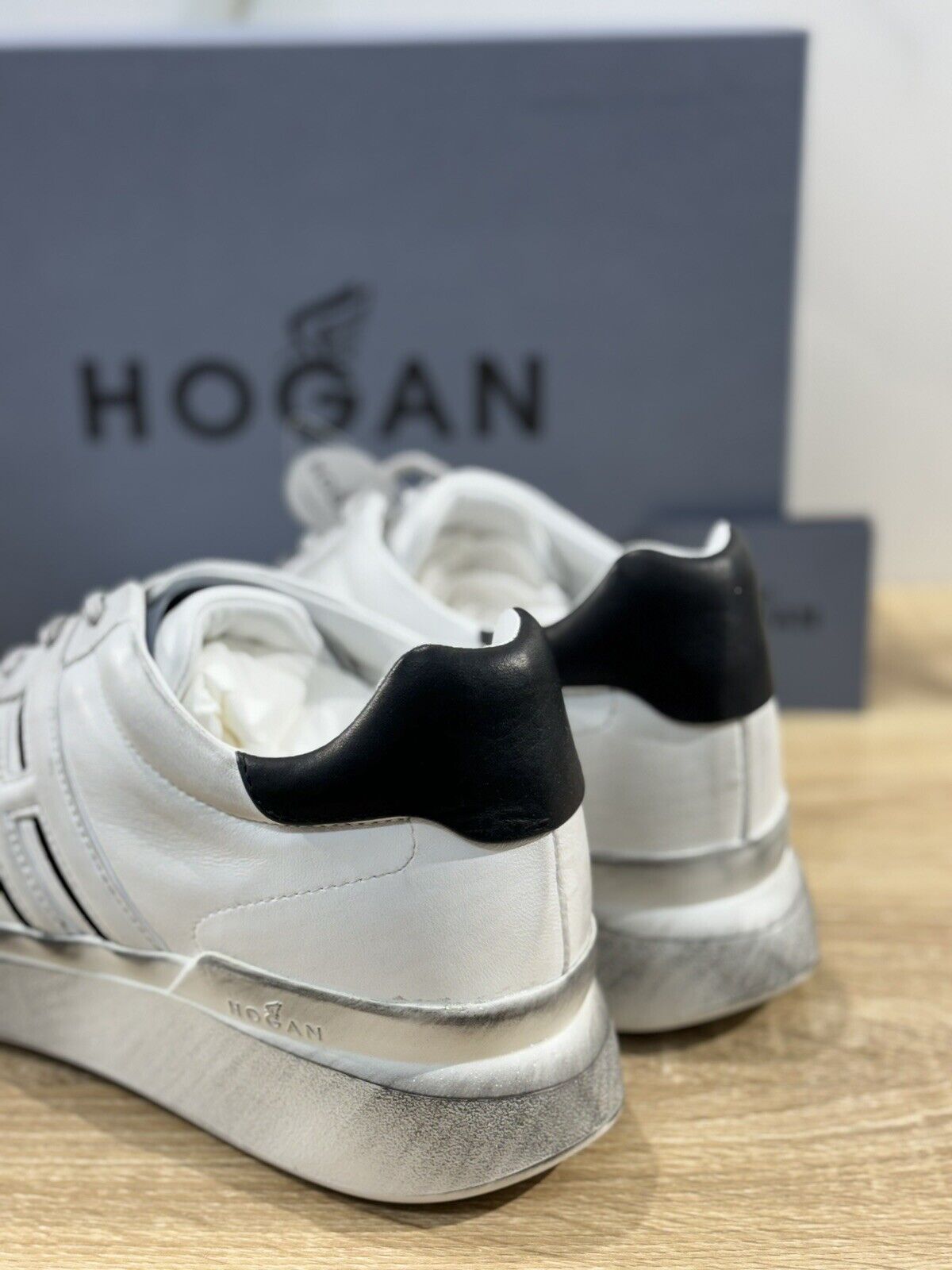 Hogan H580 uomo sneaker Pelle Bianco Dust memory foam Luxury Hogan Men Shoes 44