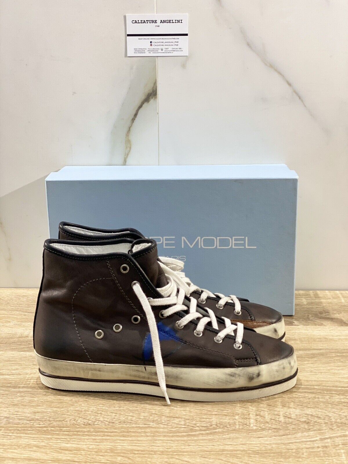 Philippe Model sneaker uomo Regard Alta   pelle Marrone  41