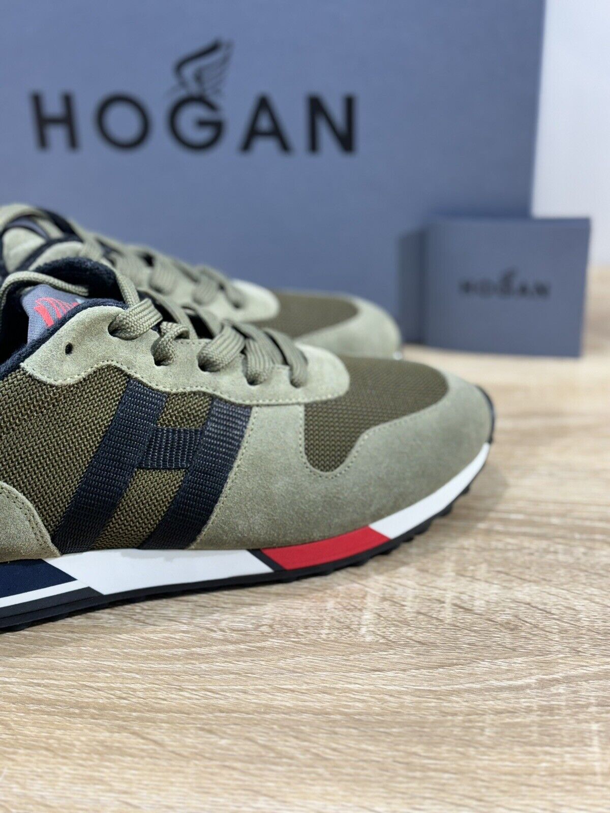 Hogan H383 sneaker uomo retro running Green  hogan luxury men shoes 39