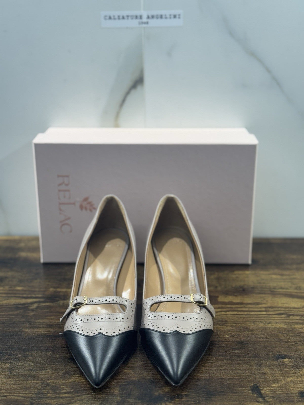 Relac  Décolleté Pelle Poudre Nero Luxury Made In Italy Donna 37.5