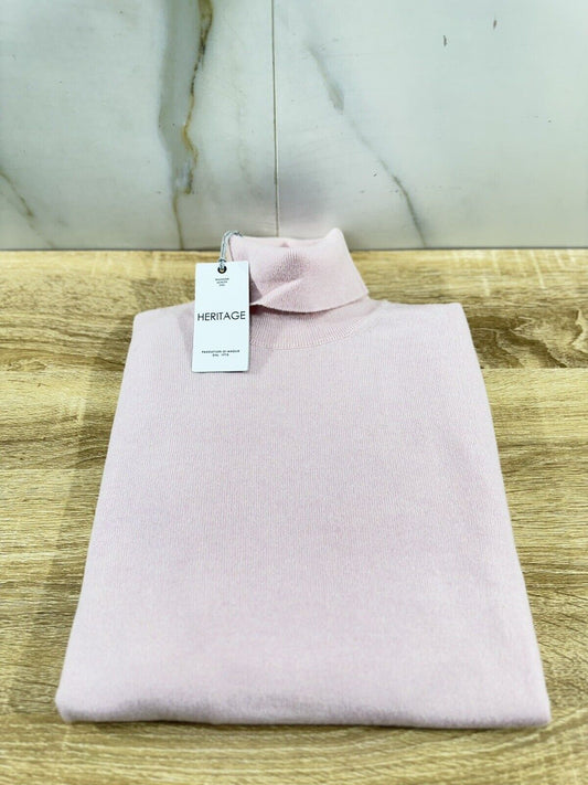 Heritage Maglia Uomo 100% Cashmere Rosa Chiaro  Dolcevita   Made In Italy 50