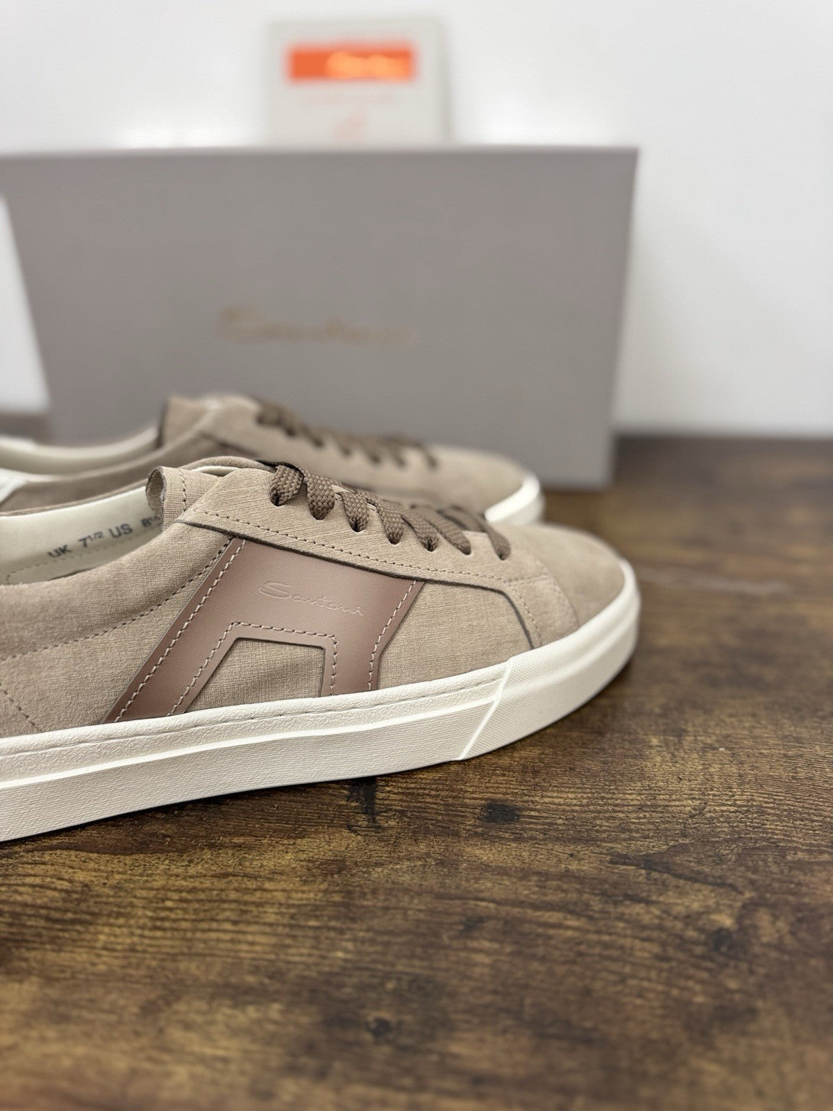 Santoni Sneaker Pelle Beige  Luxury Scarpa Santoni Uomo 41.5