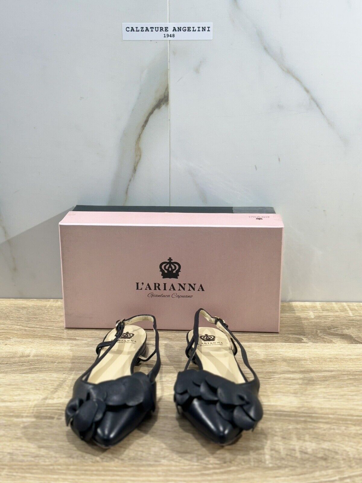 L’ARIANNA Scarpa Donna Sling Back Pelle Nera  Made In Italy 37