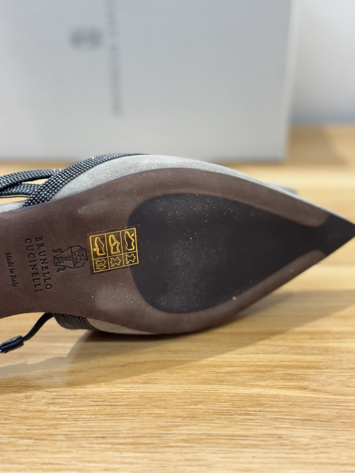 Brunello Cucinelli Sling Back Suede Grey Luxury Cucinelli Scarpa Donna 37
