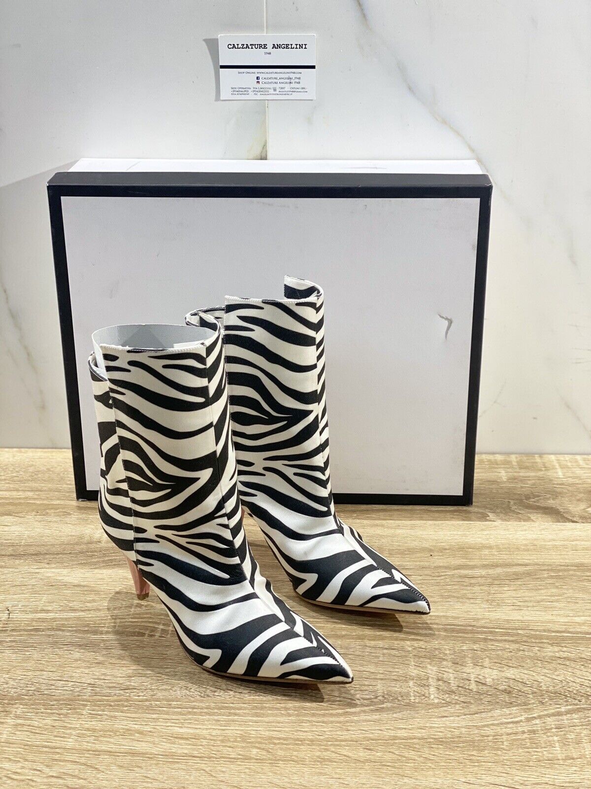 Sebastian Stivaletto Donna S8562 Satin Zebra Luxury Woman Boot 37