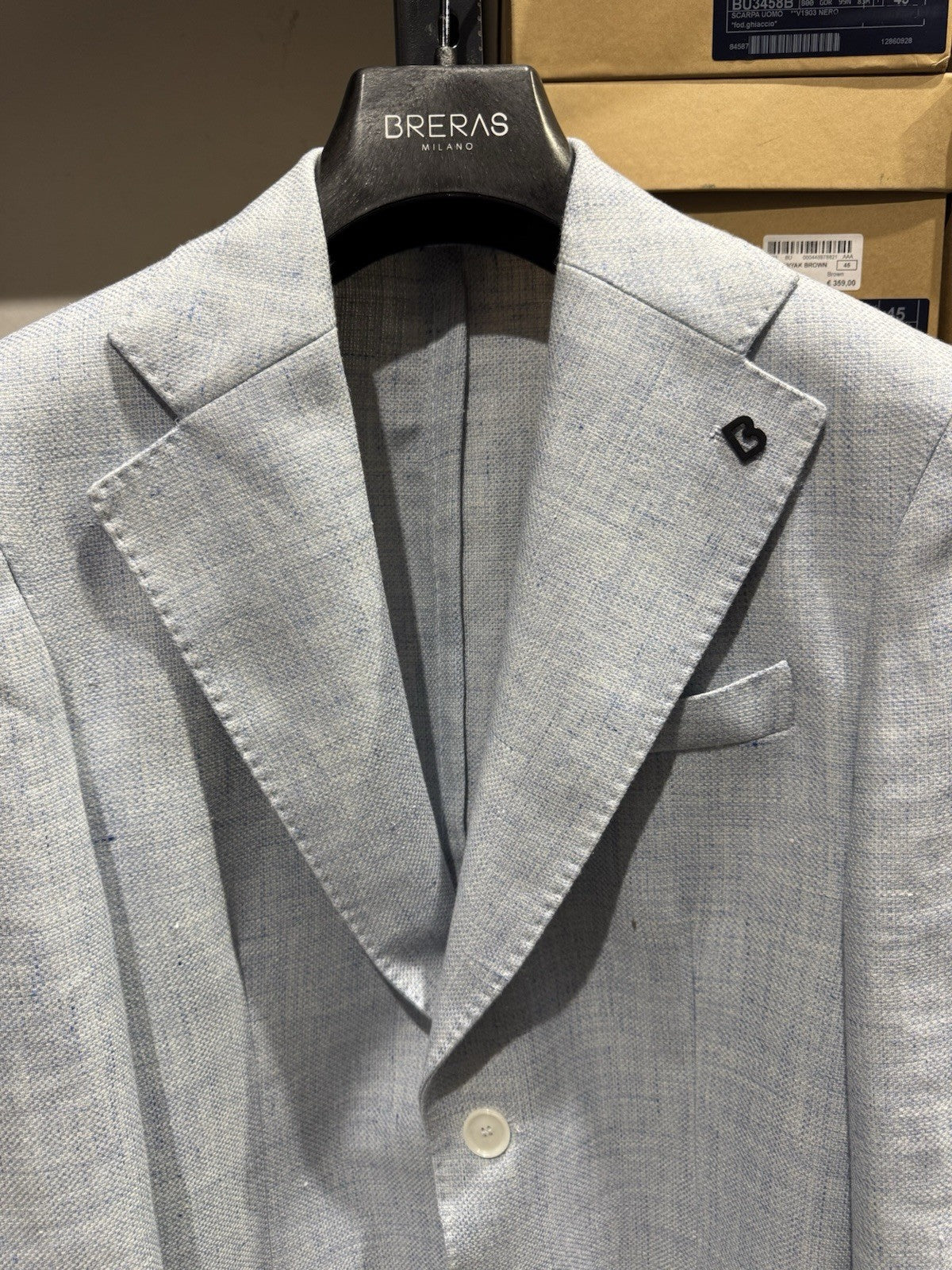 Breras Milano Giacca 2 Bottoni Business  Light Blue Made In Italy Uomo 52