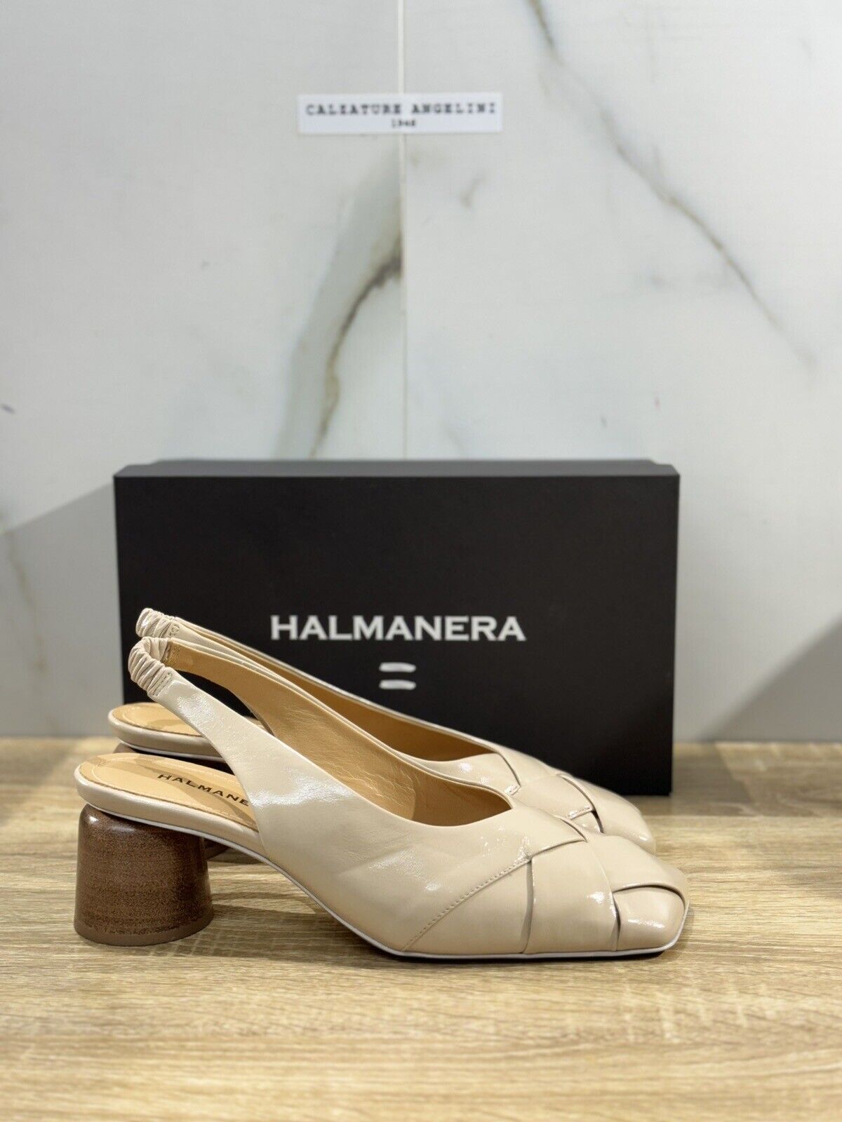 Halmanera Sandalo Donna Sling Back Fanny  In Pelle Lino  Luxury Shoes 41