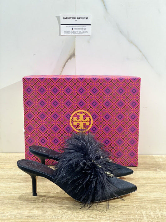 Tory Burch Elodie 65 MM Mule In Seta Nera Luxury 47464 Donna 37.5