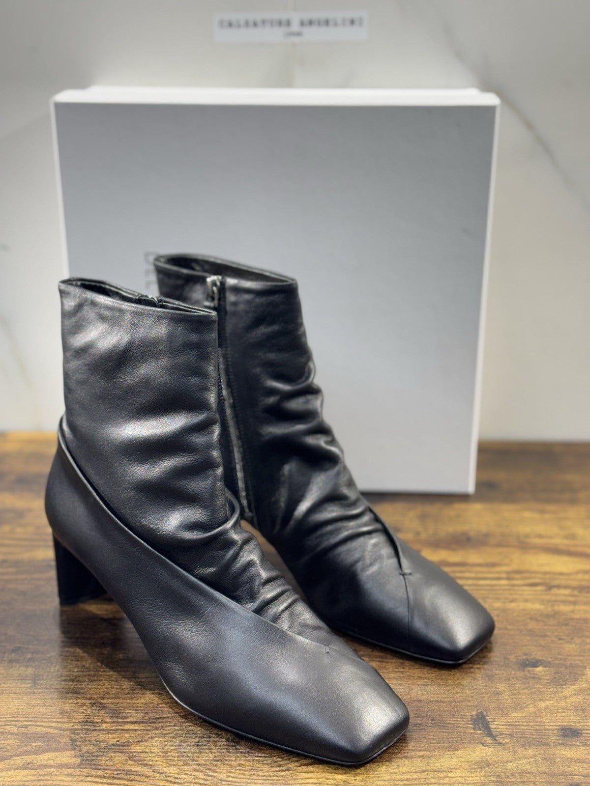 Del Carlo Stivaletto  Pelle Nero Luxury Made In Italy Boot Donna 40