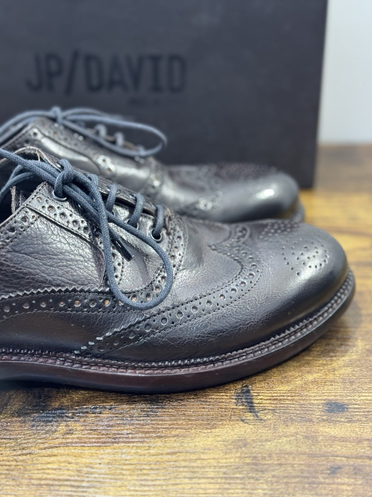 Jp David Brogue  Pelle Testa Moro 100% Made In Italy Casual 43