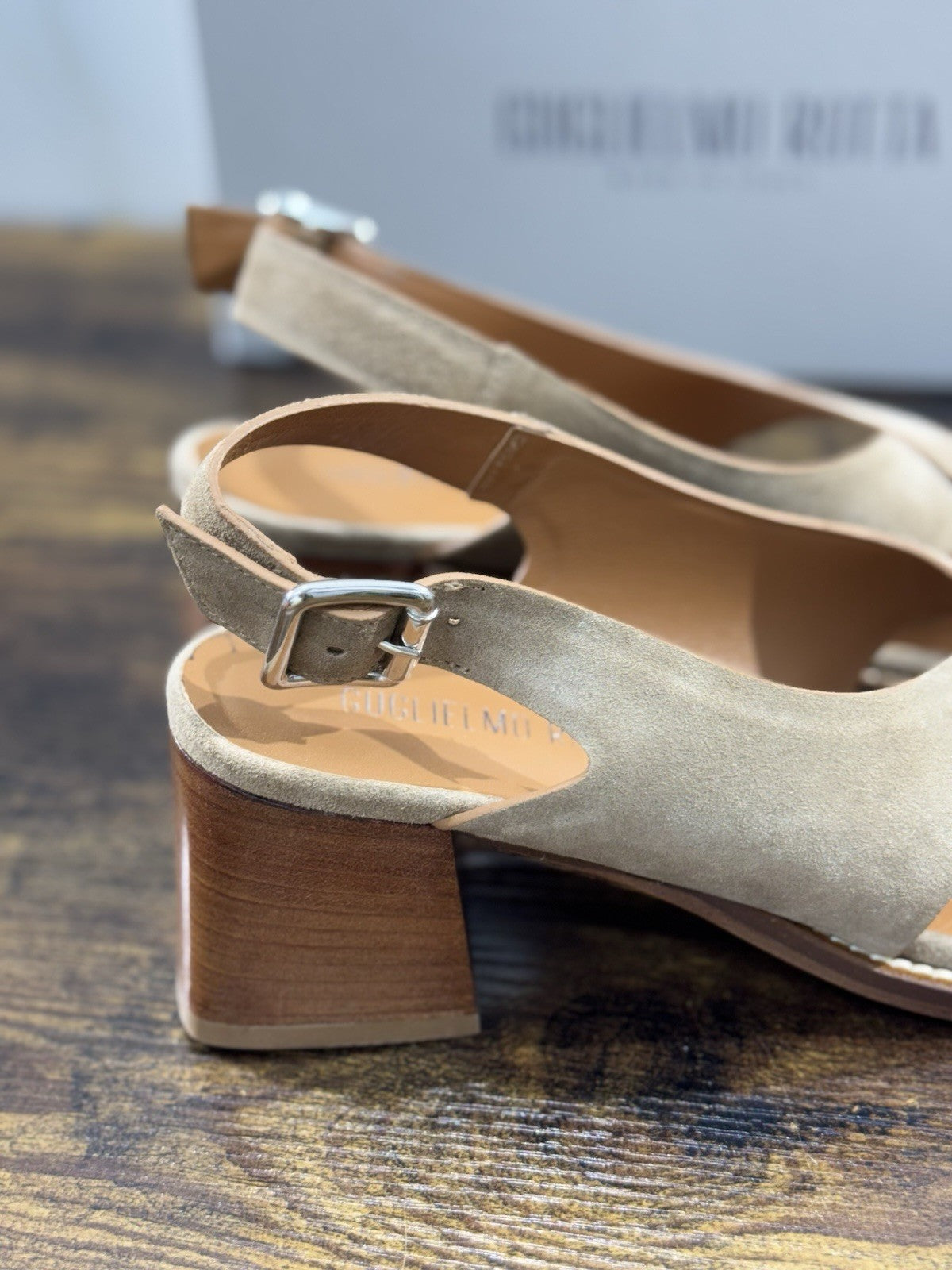 Guglielmo Rotta Sandalo Suede Beige Con Tacco Top Quality Made In Italy Donna 40