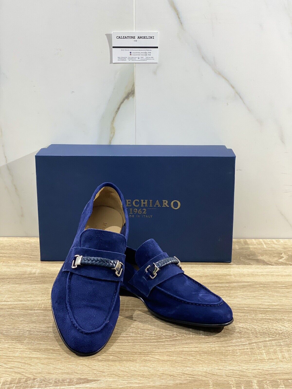 Marechiaro 1962 Mocassino Uomo M24TR Suede Blu Luxury Hamdmade 44