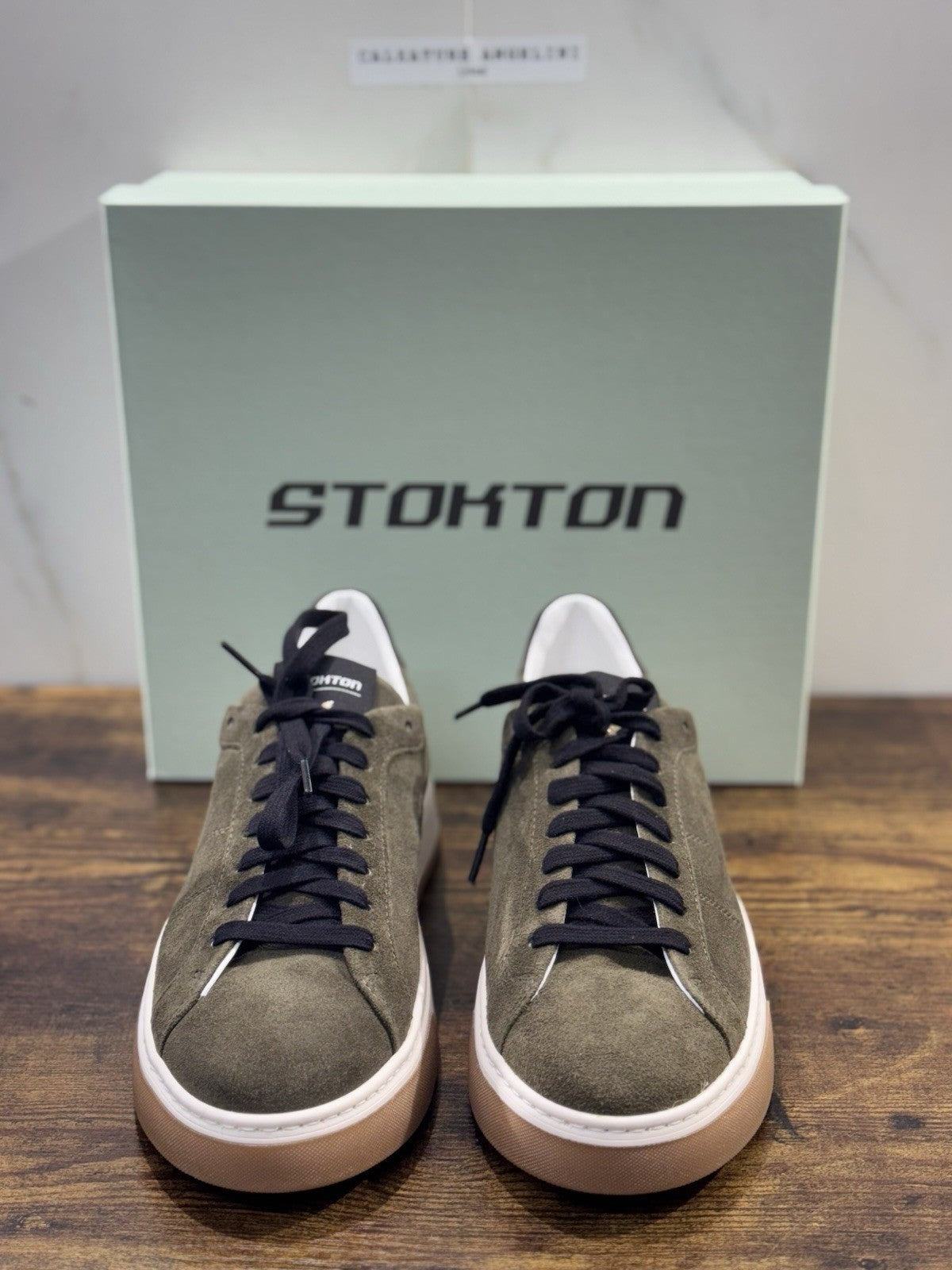 Stokton Sneaker Pelle Suede Verdone  100% Made In Italy Uomo 40