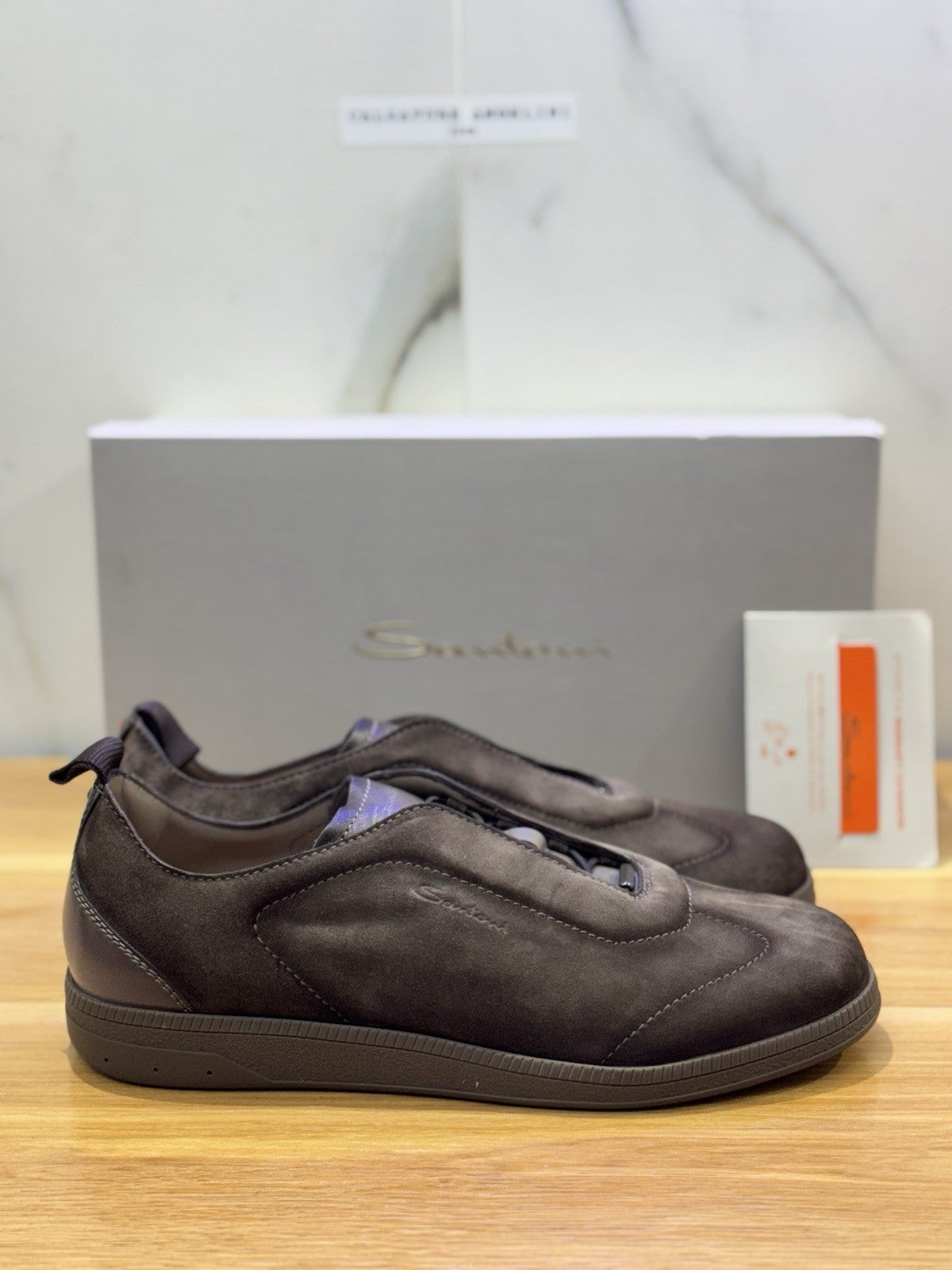 Santoni  Sneaker Suede Beige Luxury Santoni Scarpa Uomo 42.5