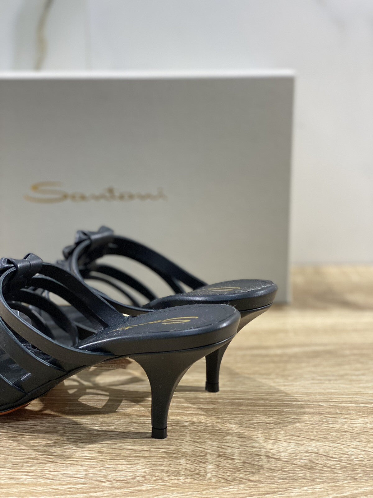 Santoni Sandalo Donna In Pelle Nera Luxury Woman Sandal Santoni 41