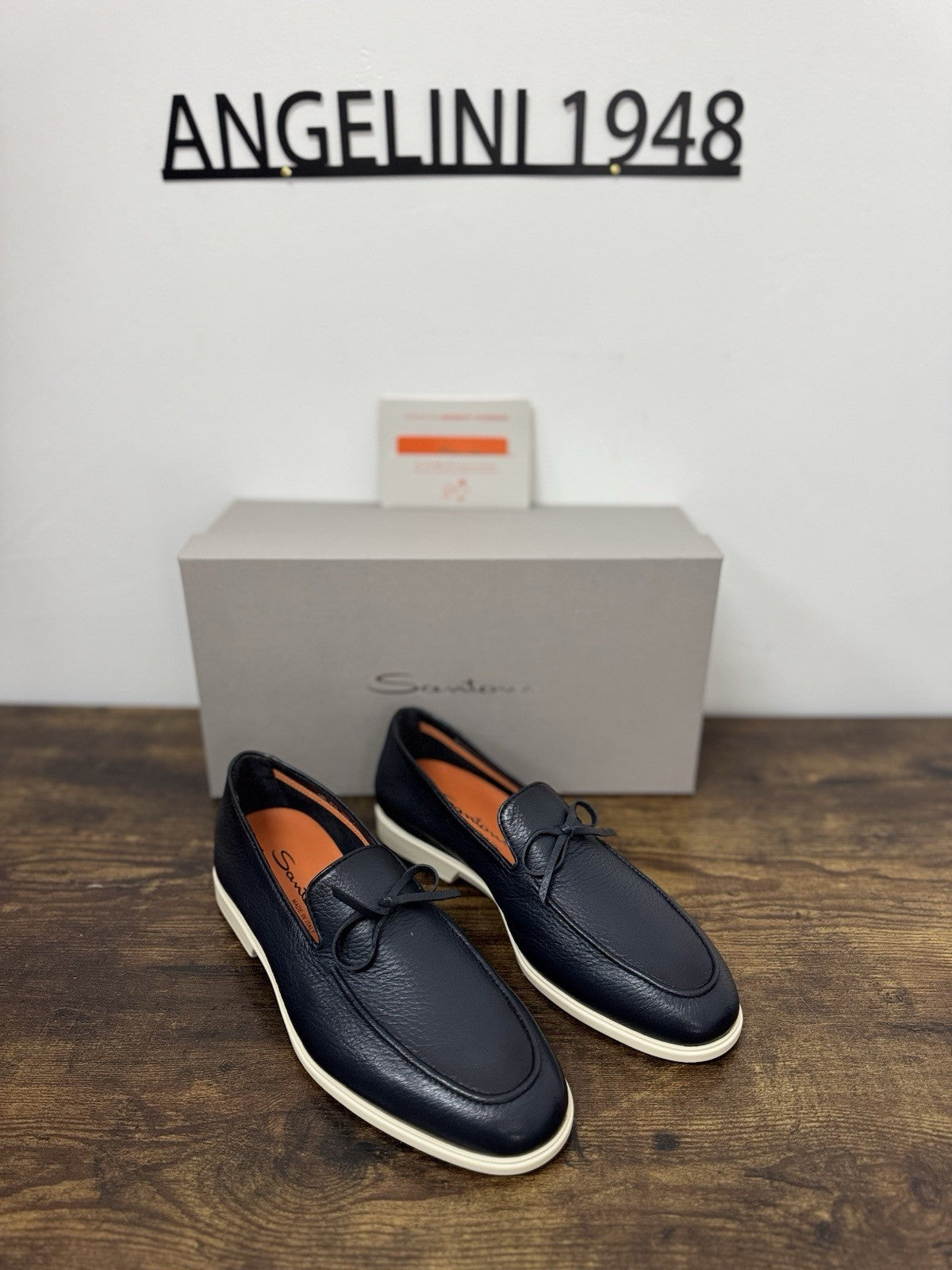 Santoni Mocassino Summer Walk  Pelle Cervo  Blu Luxury Santoni Uomo 40.5