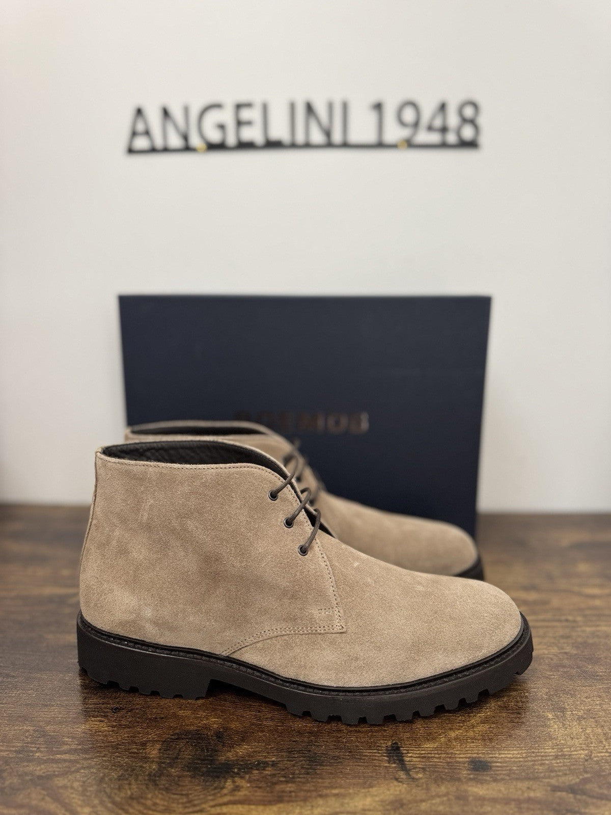Boemos Polacchino Suede Beige 100% Made In Italy Casual Boot Uomo 44