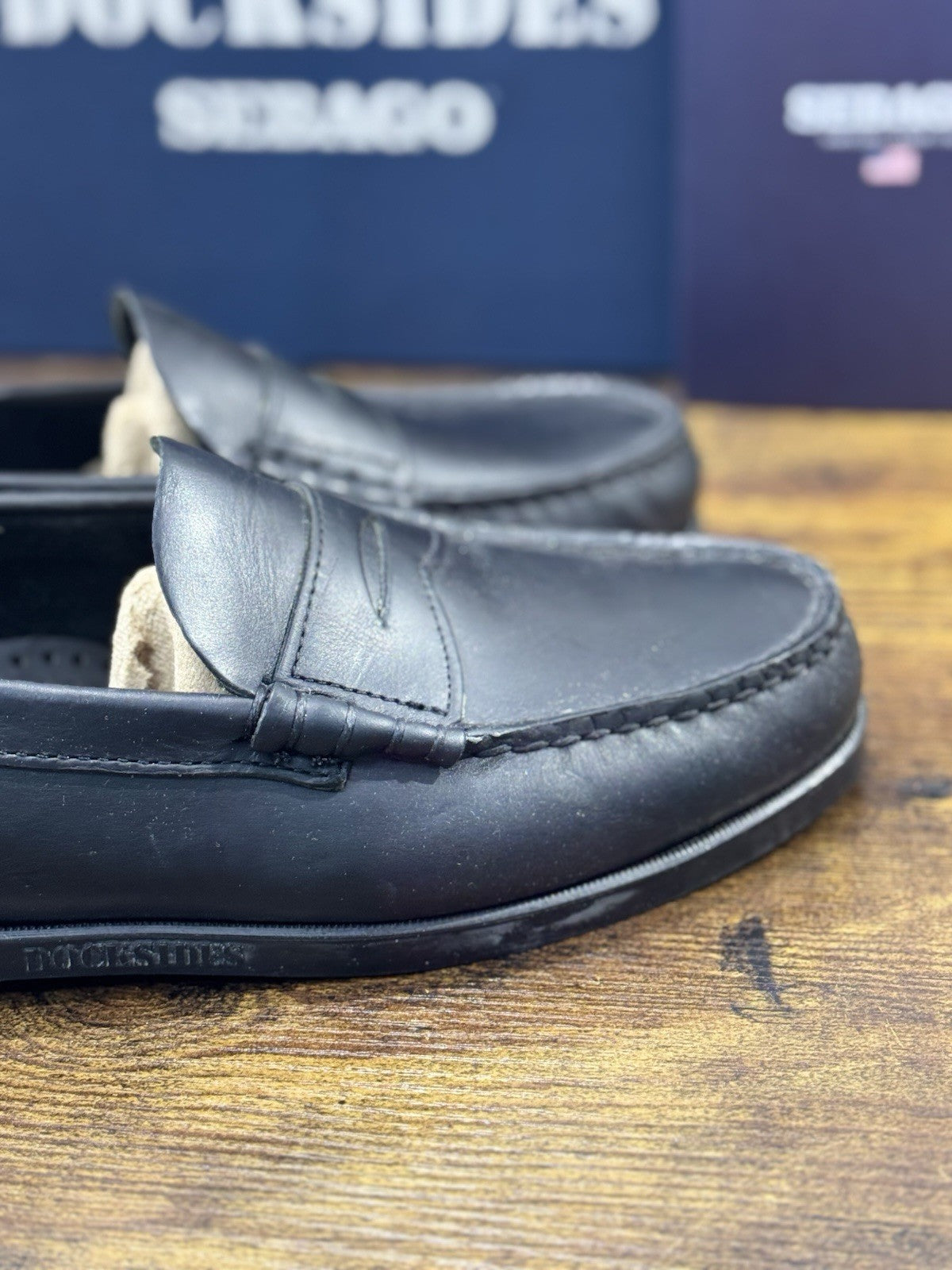 Sebago Dolphin Waxed Mocassino Pelle Nero Icon Sebago Uomo 41.5