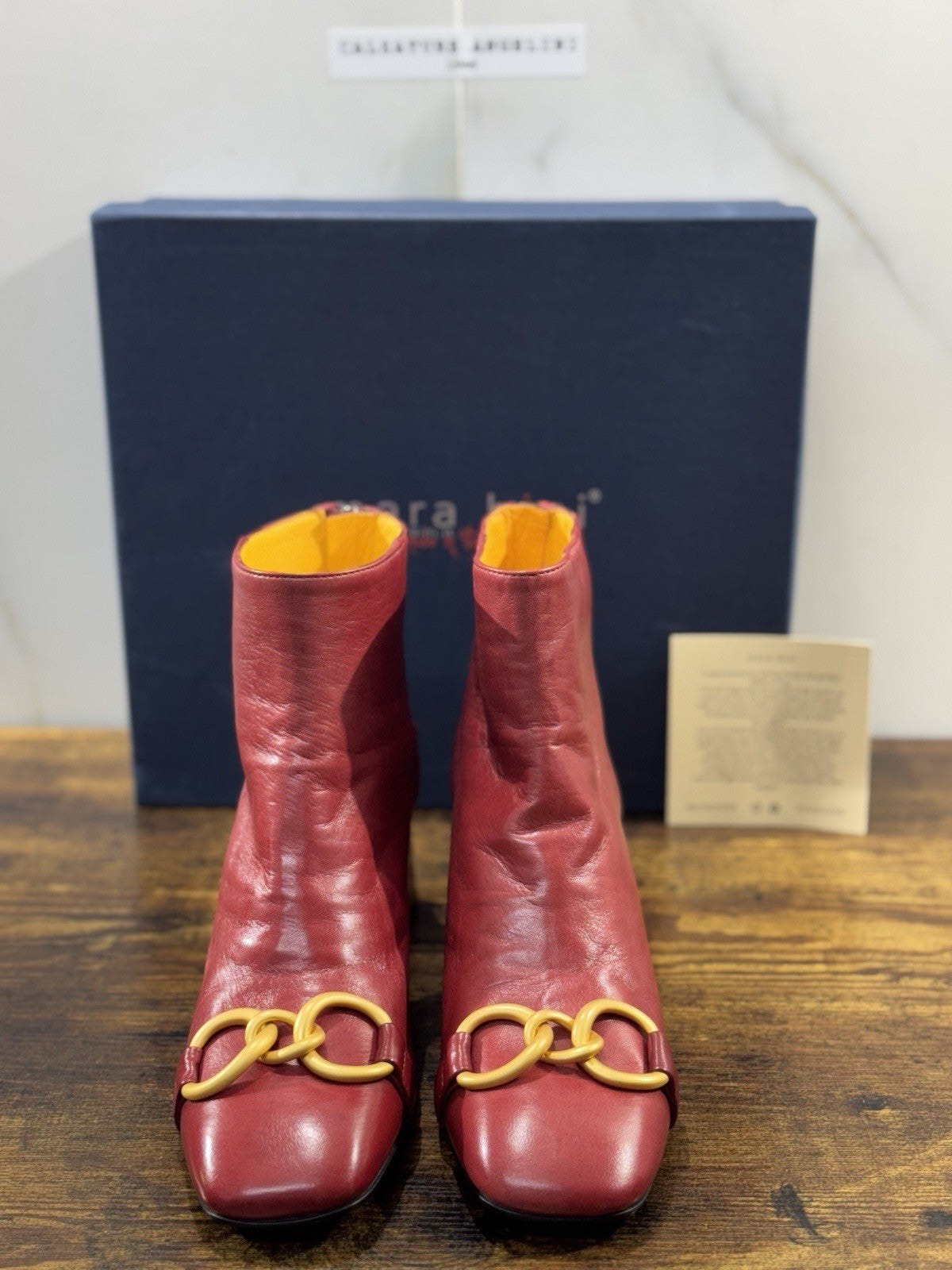 Mara Bini Stivaletto Donna Lavorazione A Sacchetto  Con Tacco Pelle Rosso 37.5