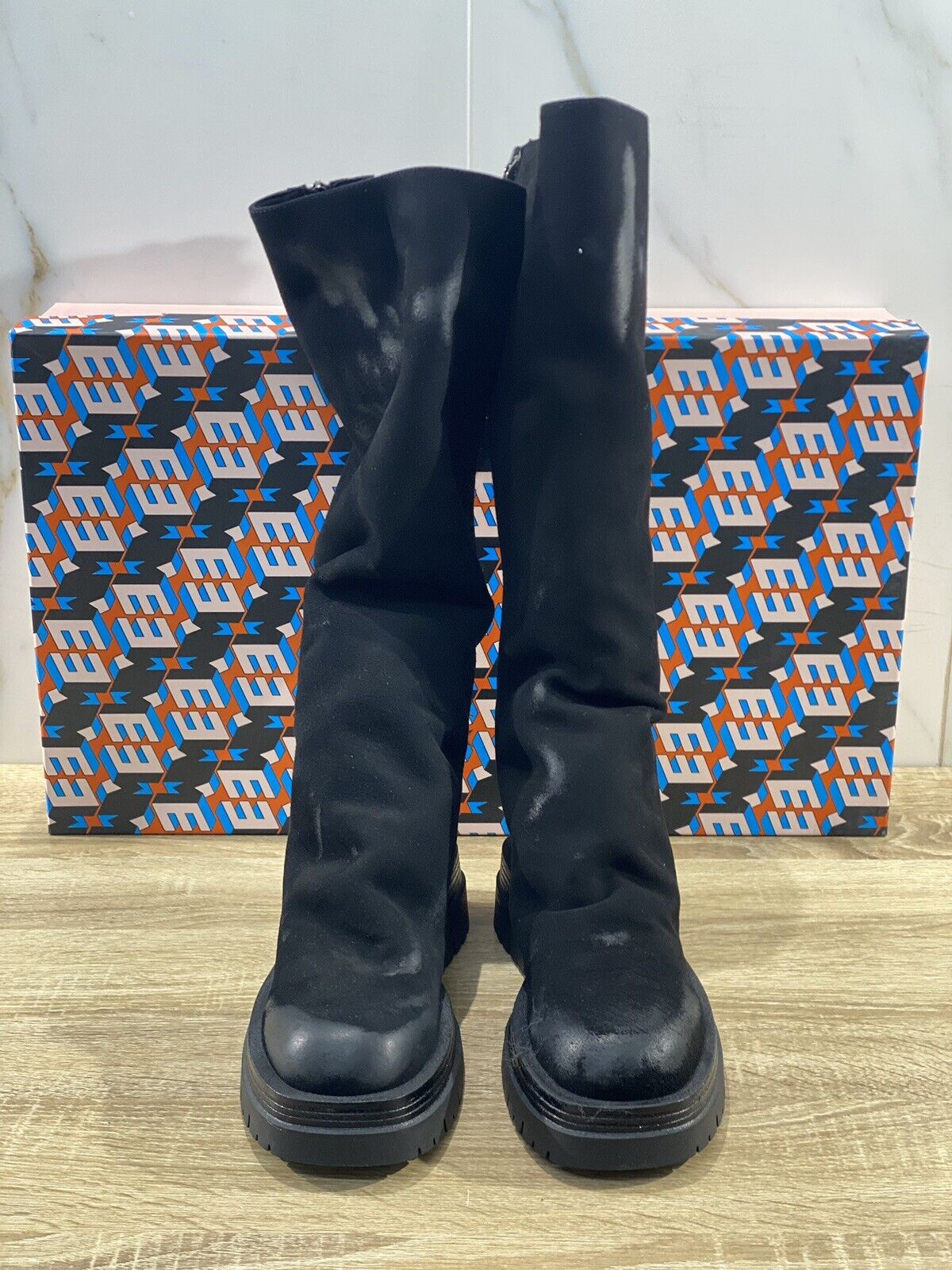 Marc Ellis New York Stivale  toledo donna con zeppa pelle nera casual boot 38