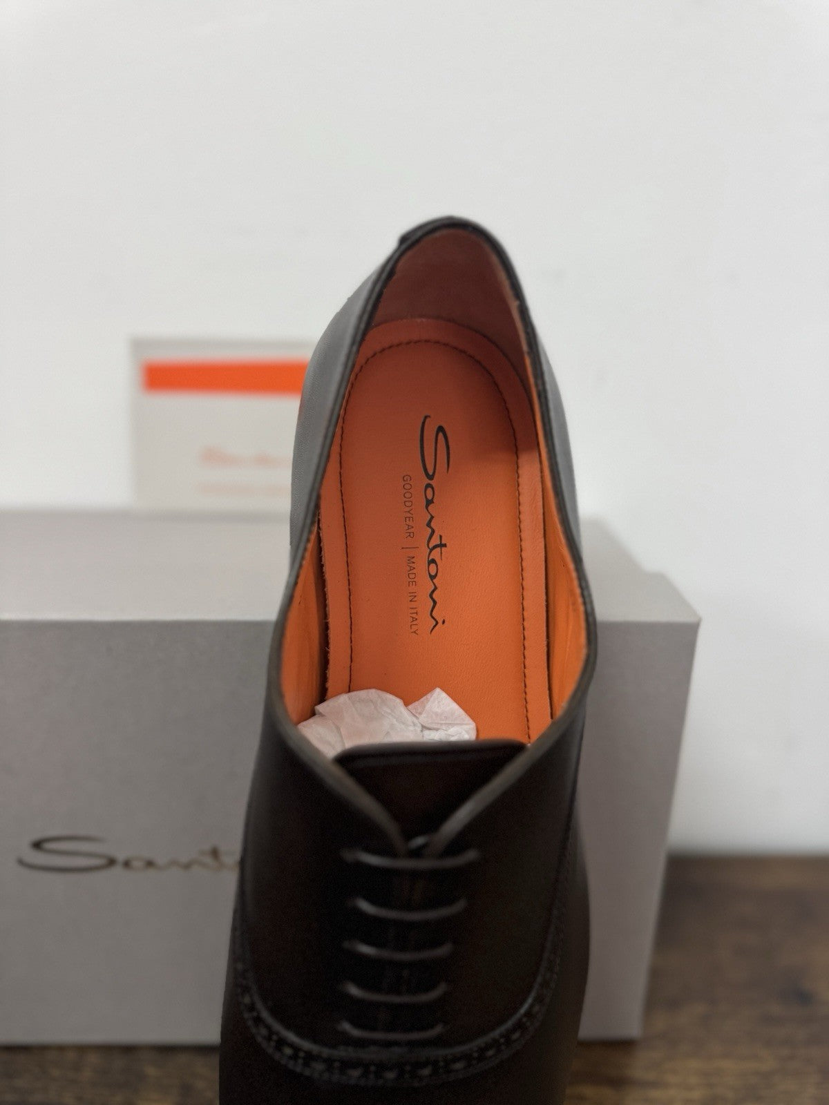 Santoni Oxford Goodyear    Pelle Marrone  Luxury Santoni Scarpa Uomo 44.5