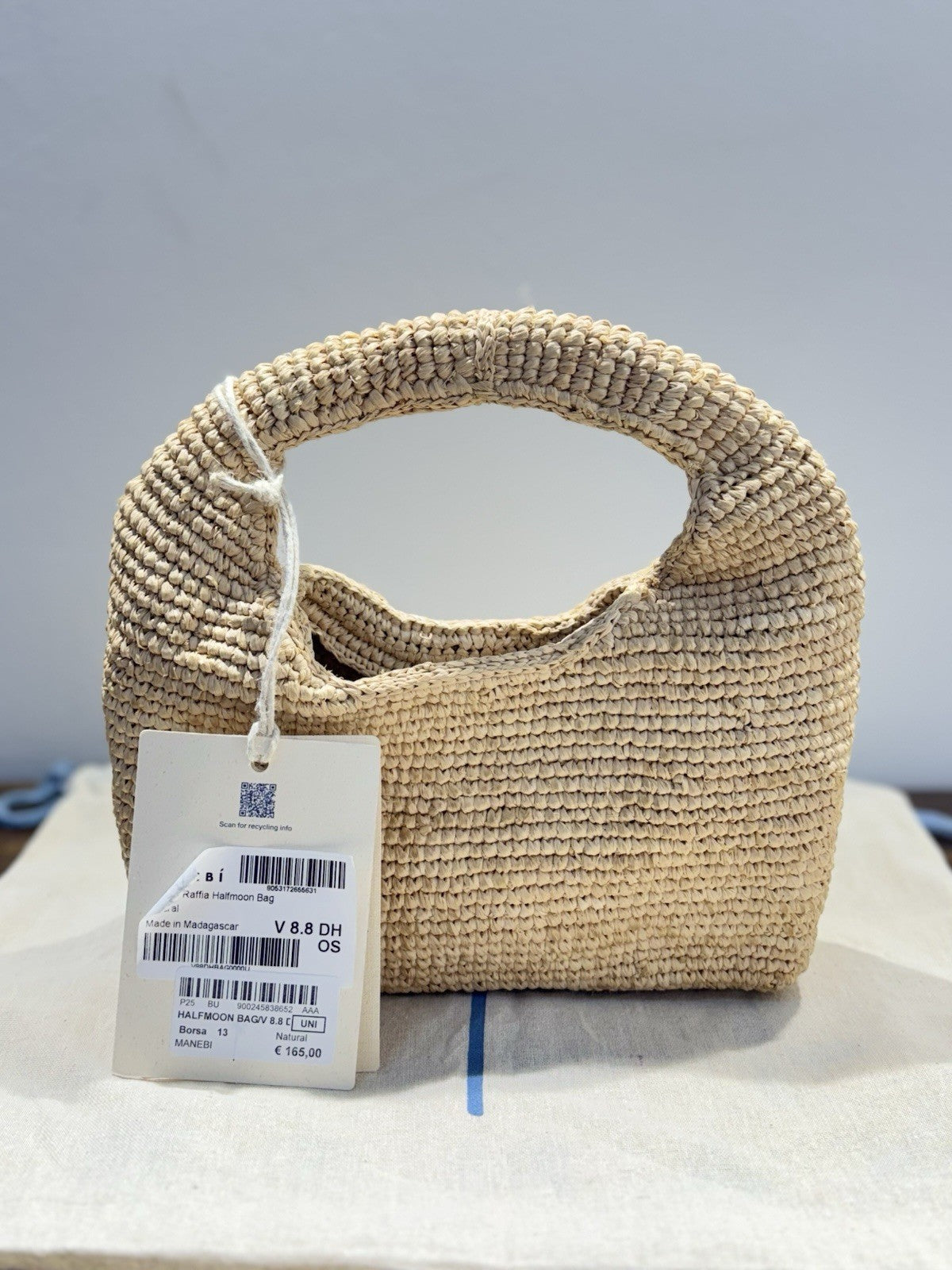 Manebi’ Borsetta Halfmoon Bag In Raffia Beige Casual Bag Manebi’ Donna