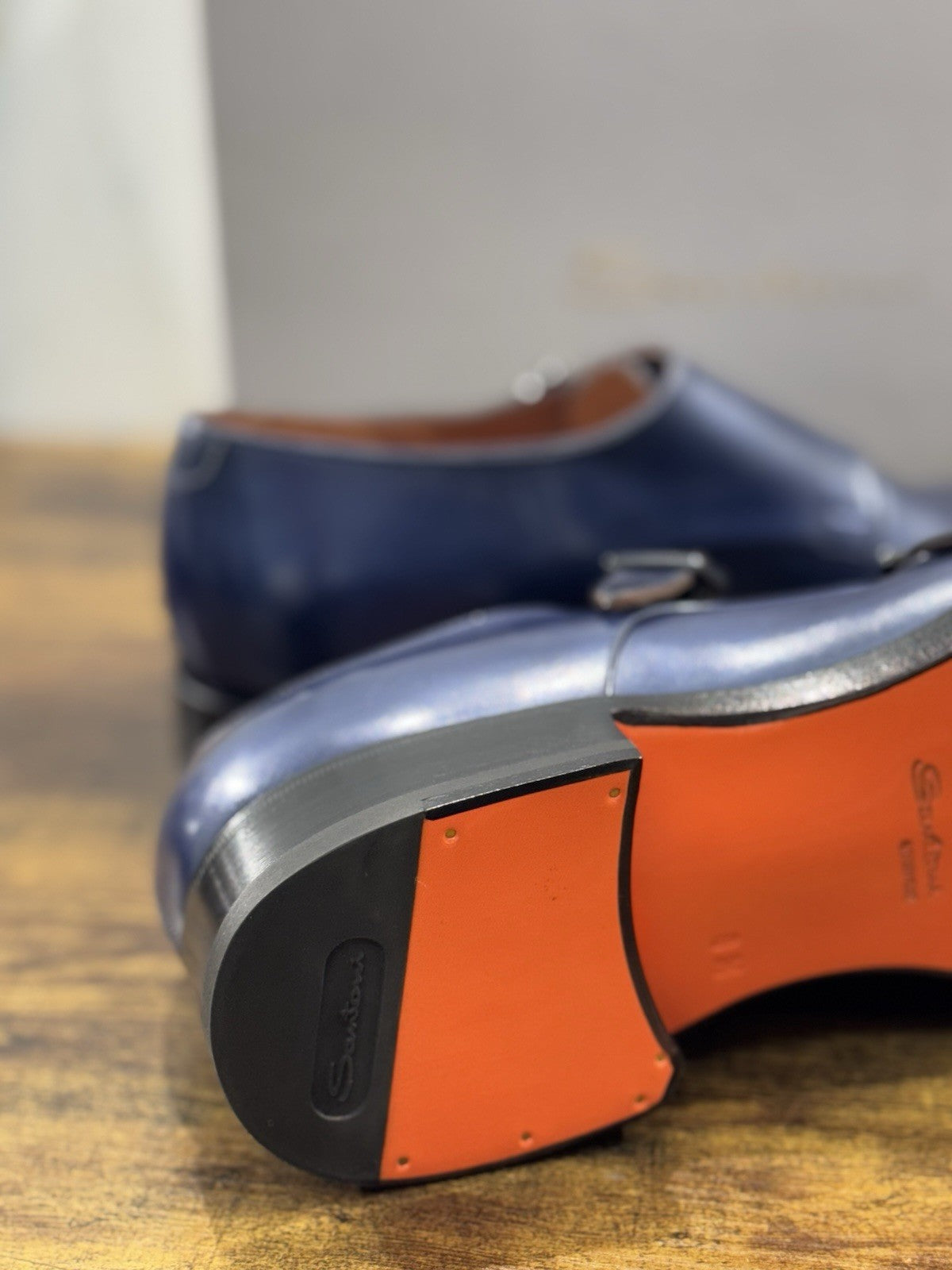Santoni Doppia Fibbia Pelle Blu  Goodyear Luxury Tribute BMW Serie 5  Uomo 42.5