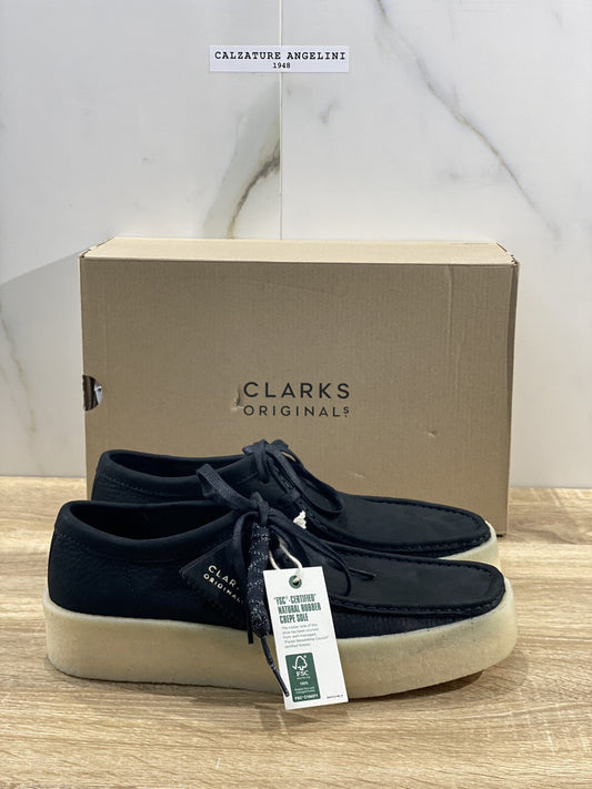 Clarks Original scarpa uomo wallabee cup pelle nero fondo crepe sole 44