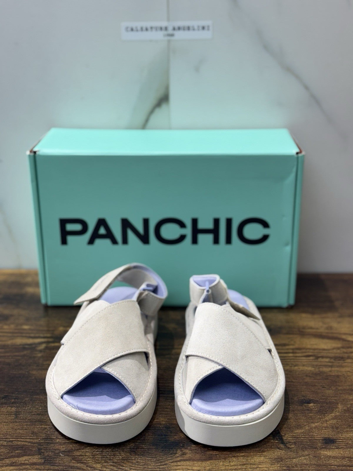 Panchic Sandalo Crisscross Suede Beige Casual Donna 39
