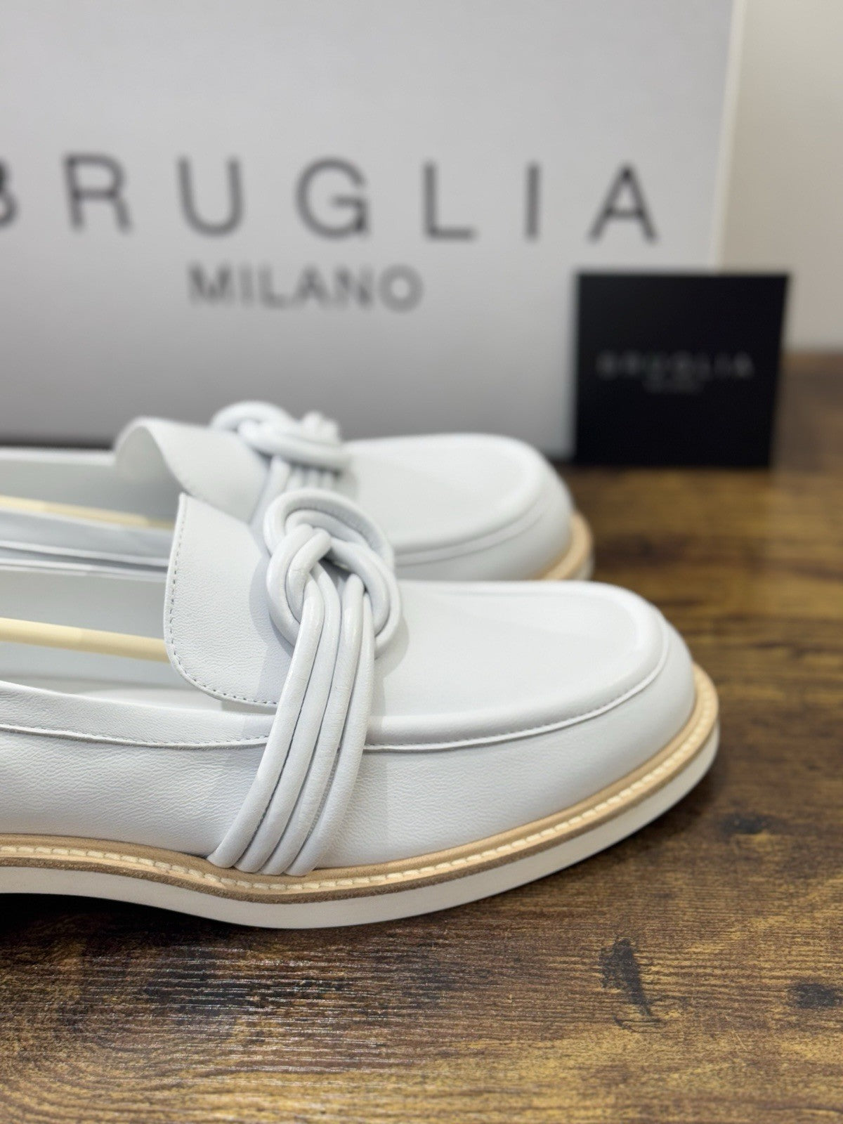 Bruglia Milano Mocassino Bianco  Pelle  Top Quality Scarpe Donna 40