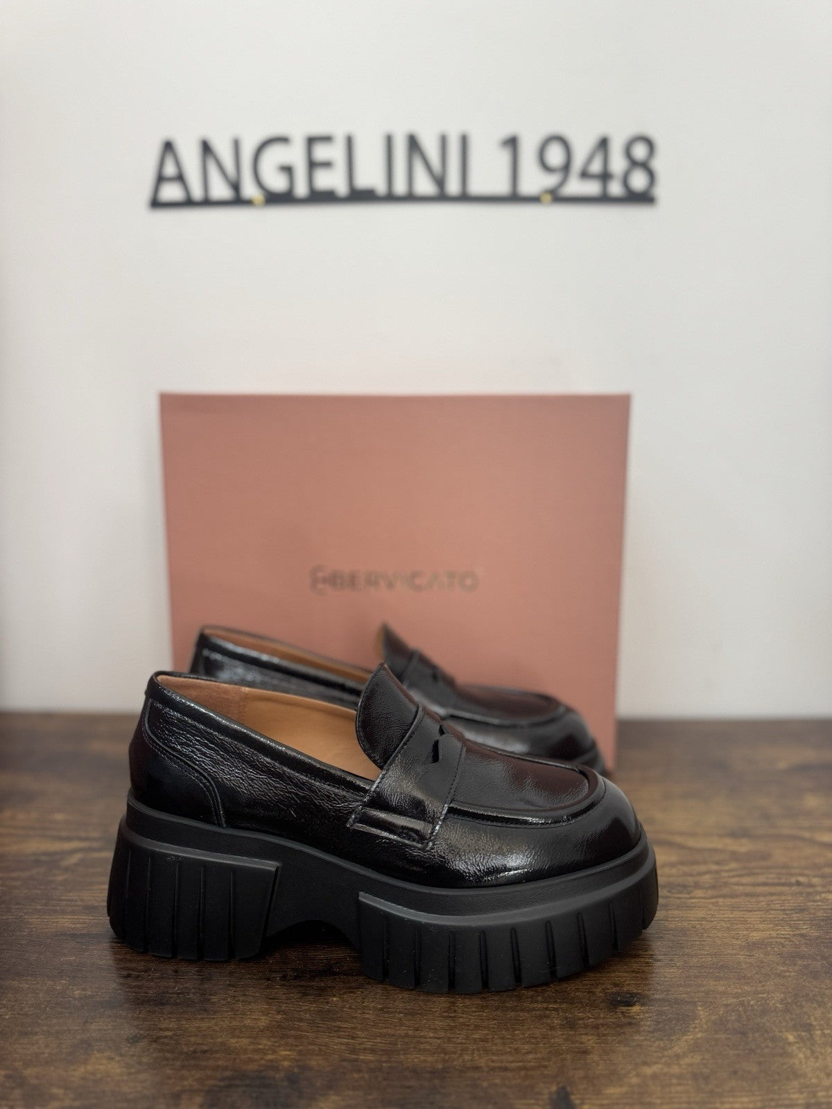 Bervicato Mocassino Pelle Nero Zeppa Extra Light Casual Donna 40