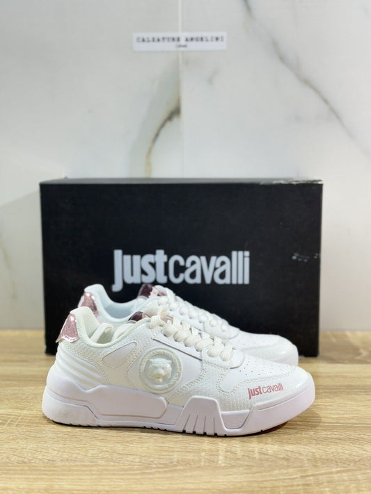 Just Cavalli Sneaker Donna Pelle Bianca Extra light Cause Shoes 36