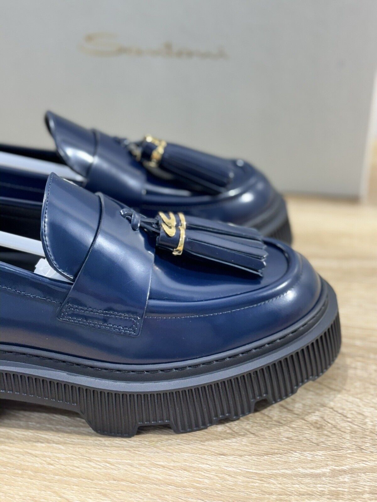 Santoni Mocassino  Donna In Pelle Blu  Luxury Santoni Casual Loafer Logo 39