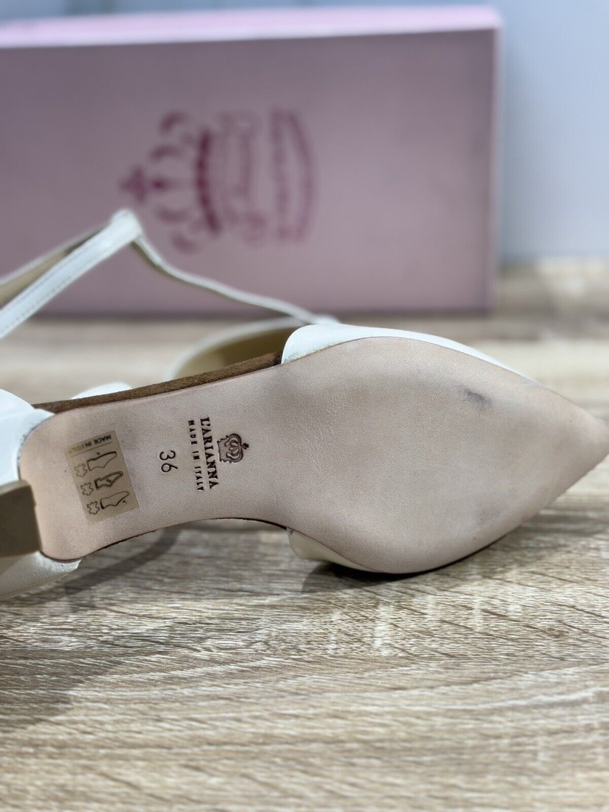 L’ARIANNA Scarpa Donna Ballerina     Pelle  Latte      Made In Italy 36