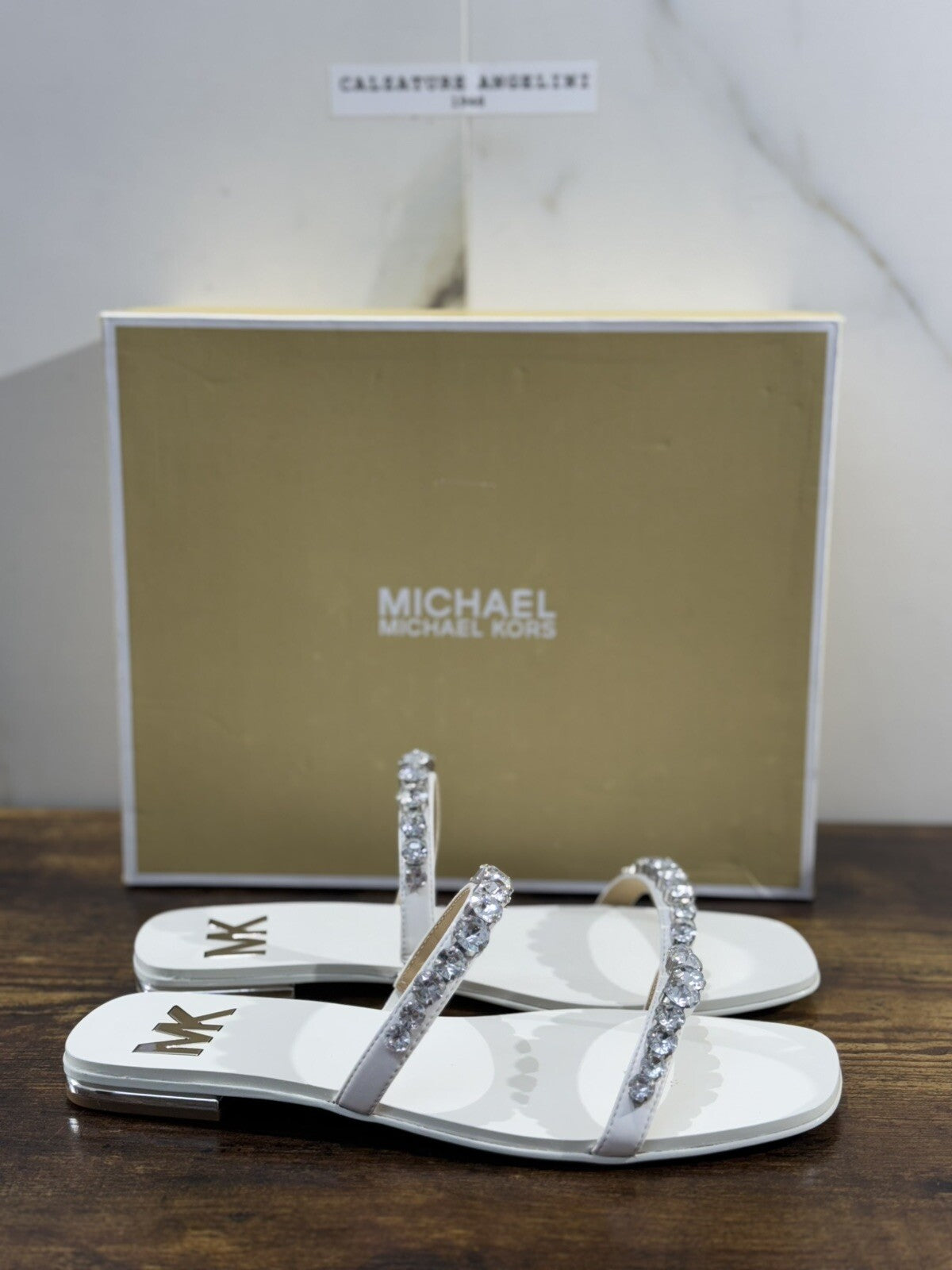 Michael Kors Jessa Flat Sandal Pelle Bianco  Casual Sandal 38.5