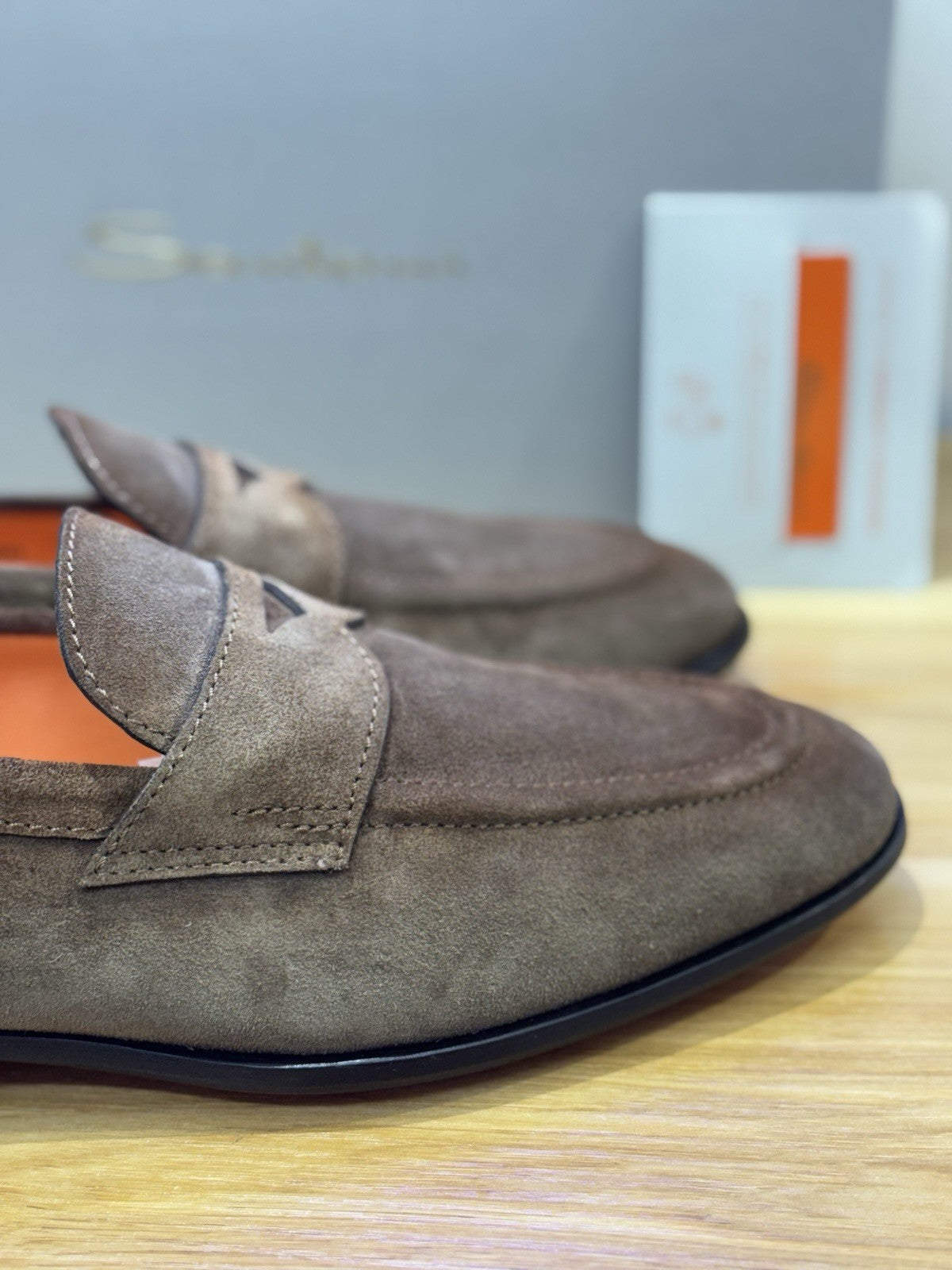 Santoni Mocassino Fondo Cuoio Suede Sabbia Luxury Santoni Uomo 42