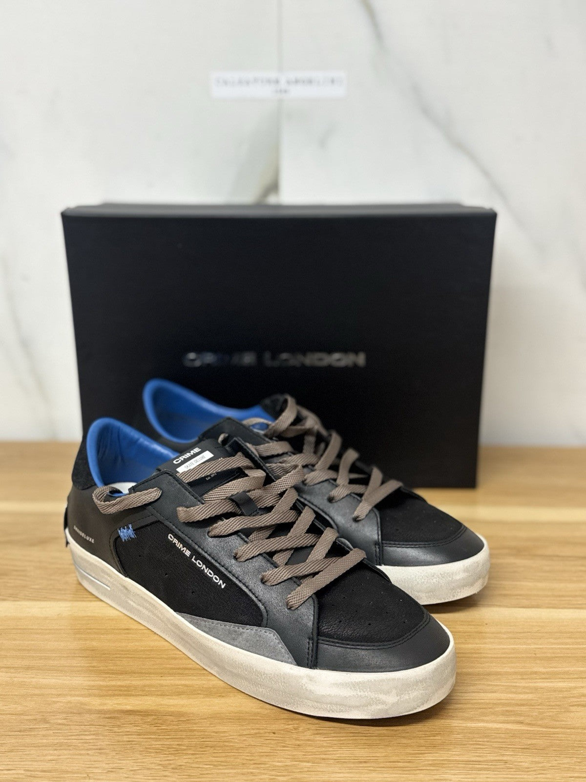 Crime London Sneaker Sk8 Deluxe Casual Pelle Nero  Uomo 44
