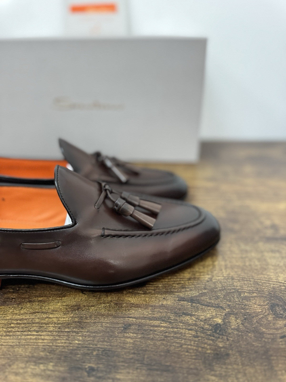 Santoni Mocassino Tassel  Pelle Brown Dark    Luxury Santoni Uomo 41