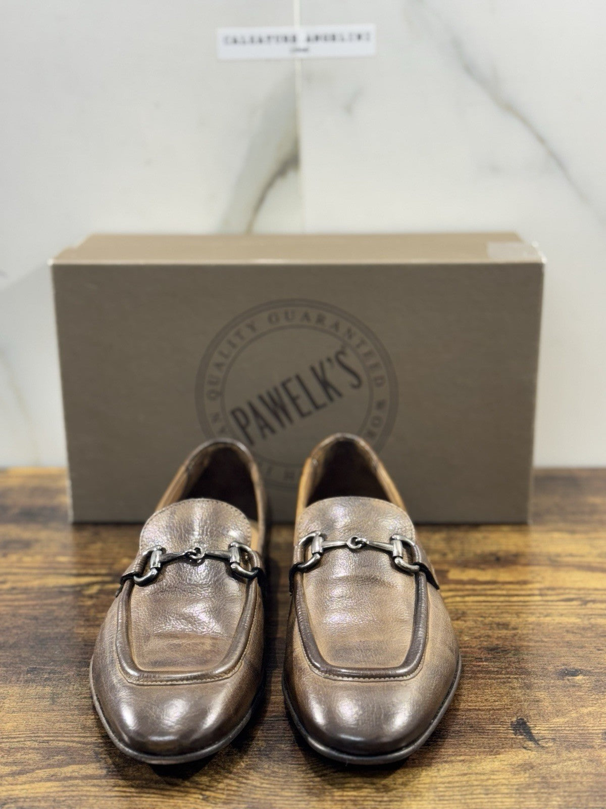 Pawelk’s Mocassino    Uomo Pelle Cuoio      Hand   Made  In Italy Washed  41