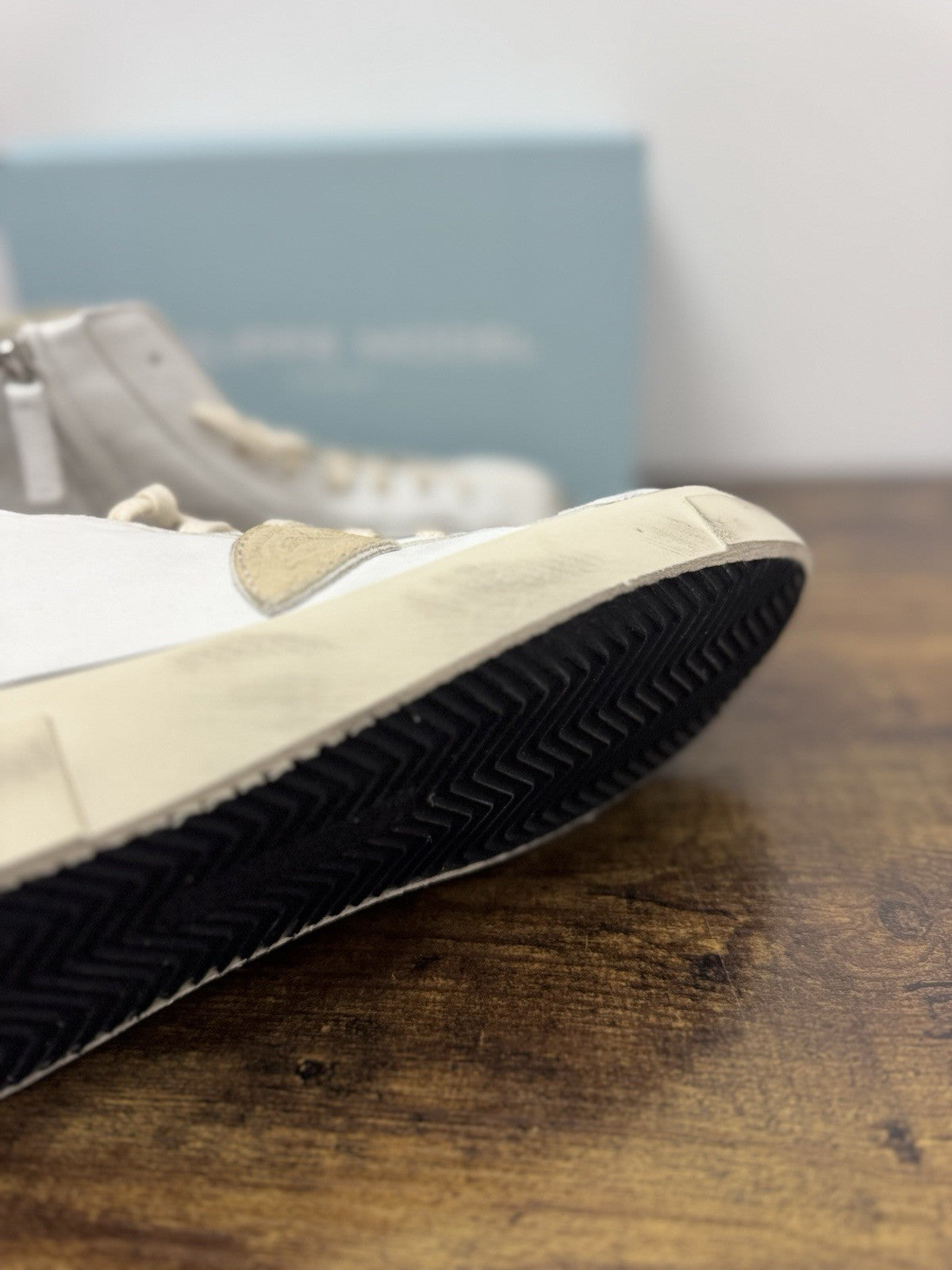 Philippe Model  Paris L u  High Sneaker  Pelle Bianca Beige     Casual Uomo 45
