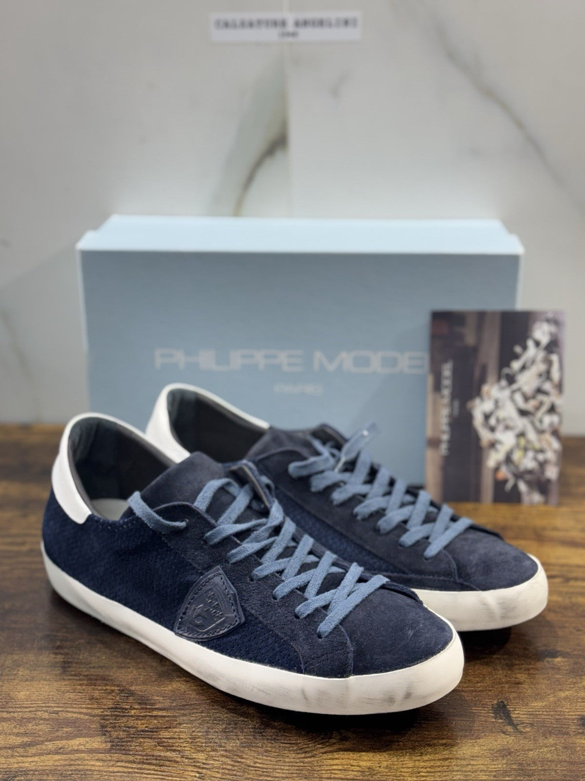Philippe Model Sneaker Uomo Classic Low Suede Blu 44