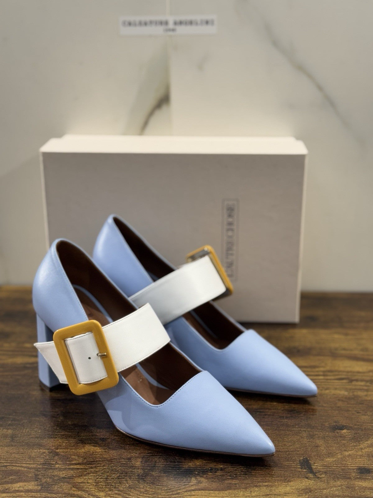 L’autrechose Décolleté Pelle Celeste Fibbia Casual Donna 40