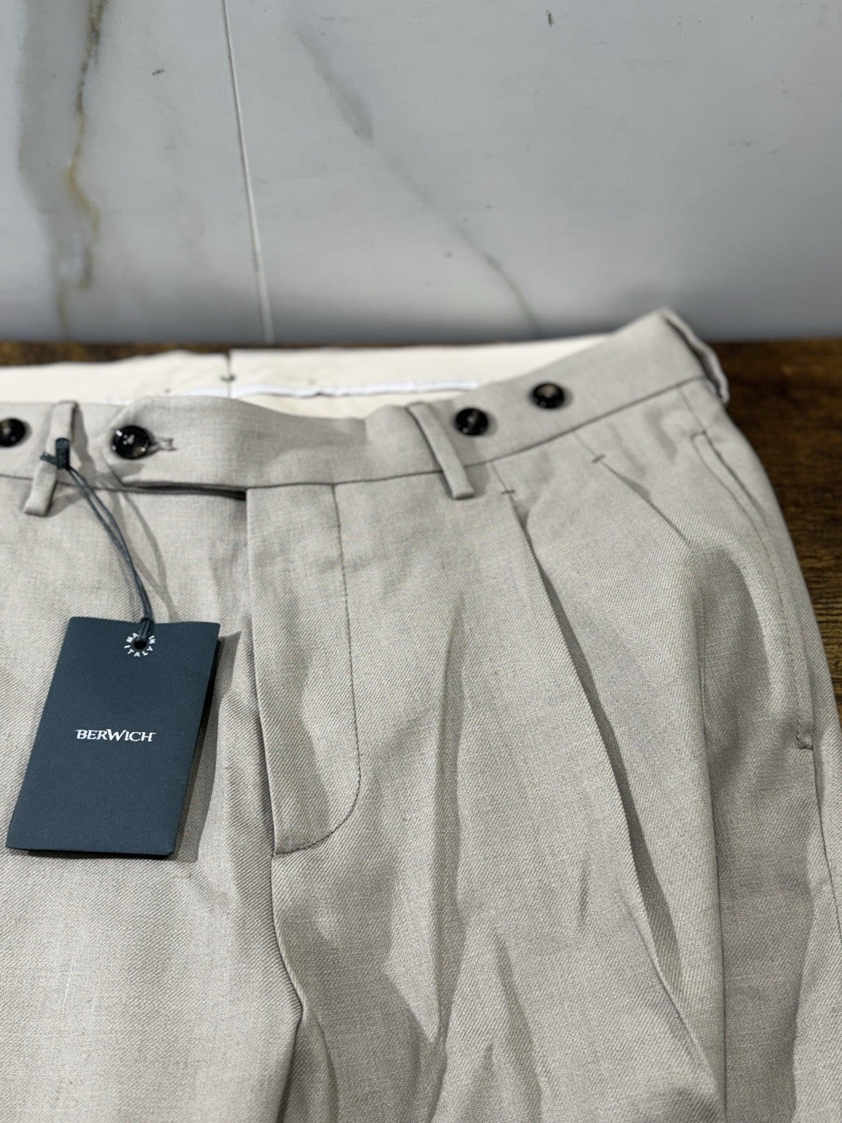 Berwich Pantalone Cotone E Lino Barber Long Beige  Made in Italy  Uomo 50